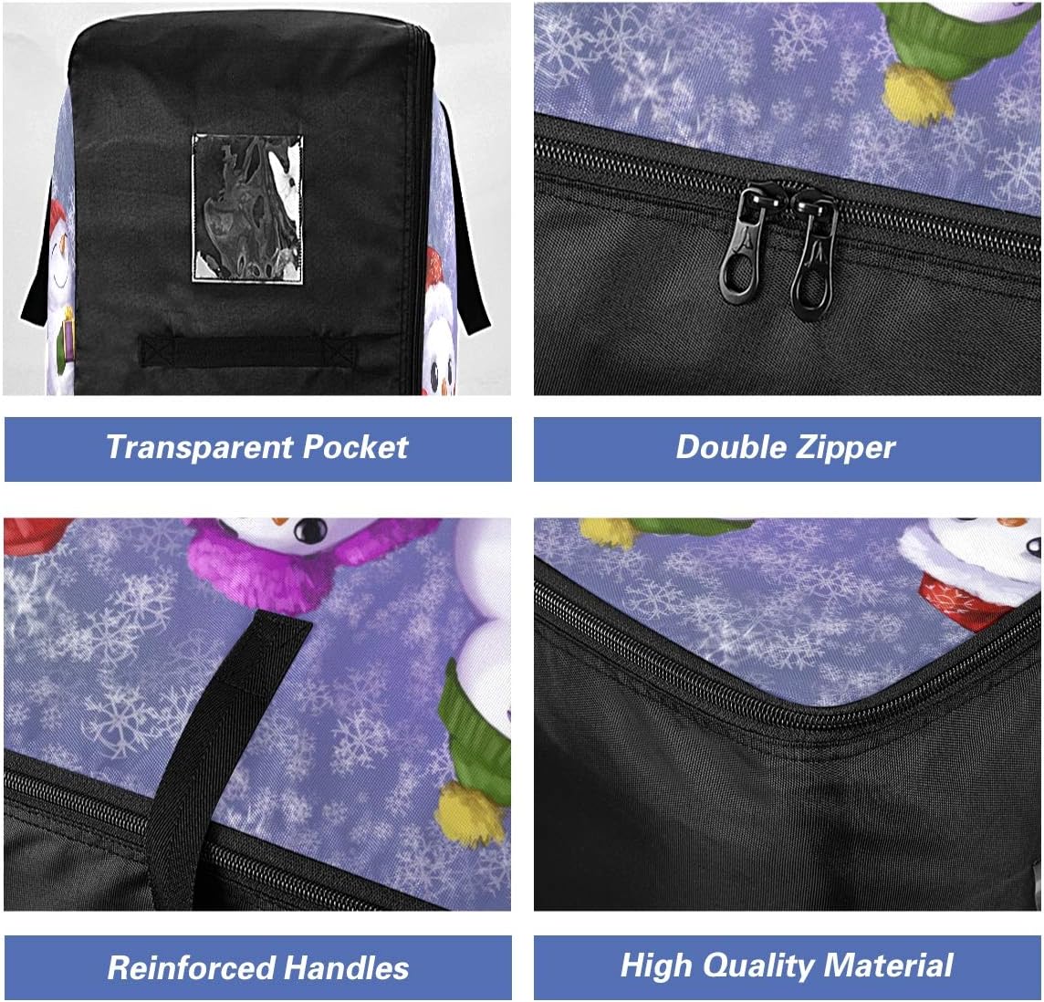 Bolsa de almacenamiento de ropa para debajo de la cama, divertidos muñecos de nieve de pie, contenedores de ropa grandes con cremallera, bolsa