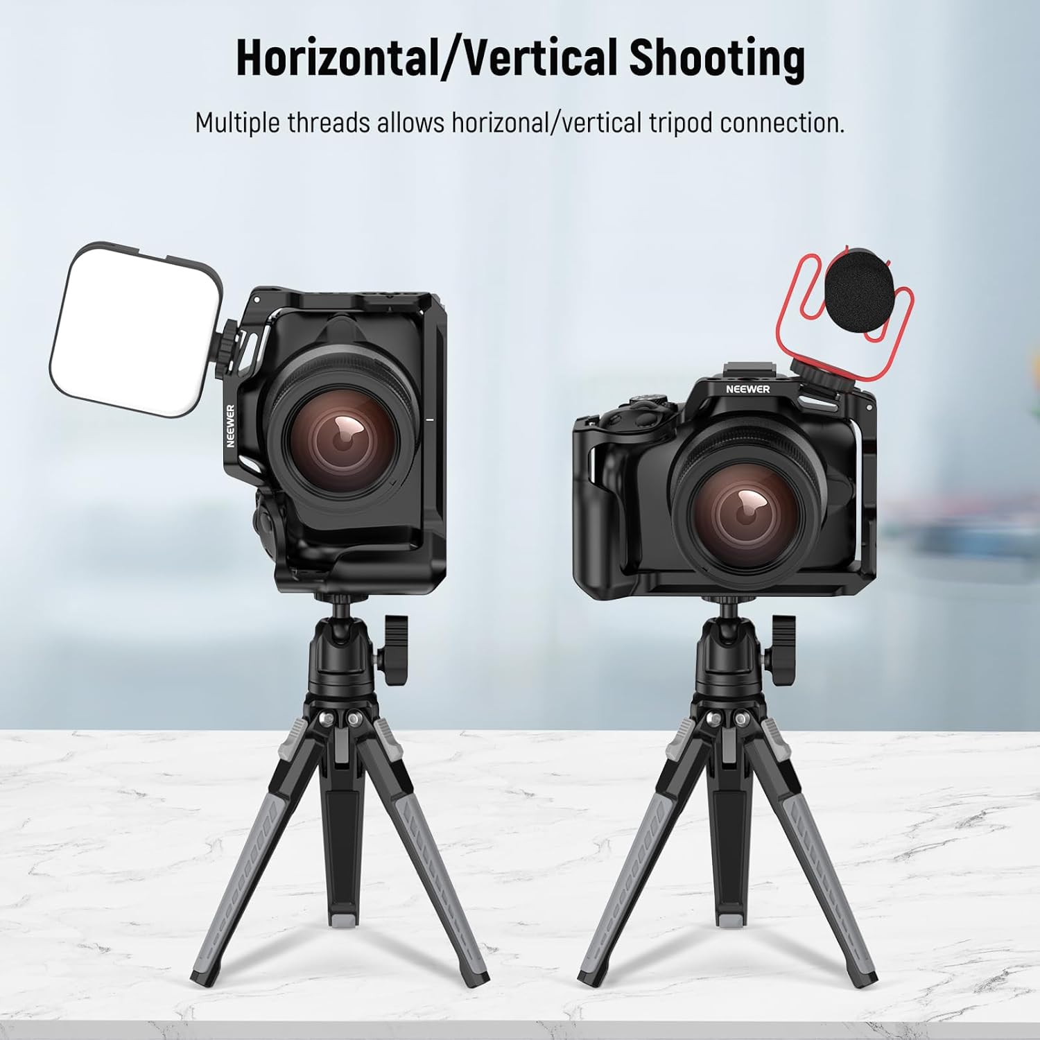 NEEWER Jaula para cámara R50 compatible con Canon EOS R50, plataforma de video de aluminio con riel OTAN, roscas de 14″, agujeros ARRI de 38″,