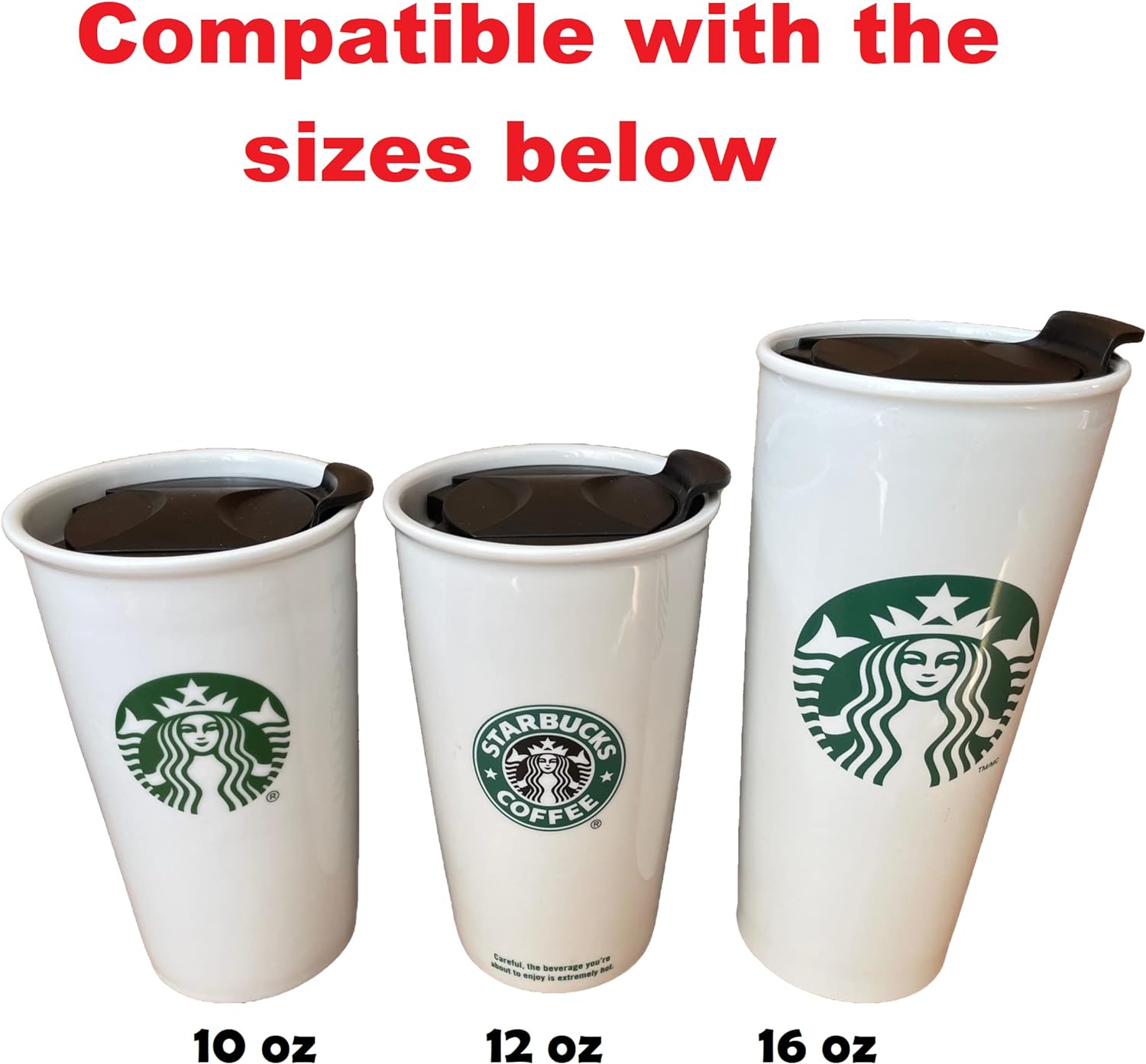 MIE Tapa de repuesto para taza de café y taza de té  Competible con taza de viaje de cerámica Starbucks de 10 onzas, 12 onzas, 16 onzas, tapa