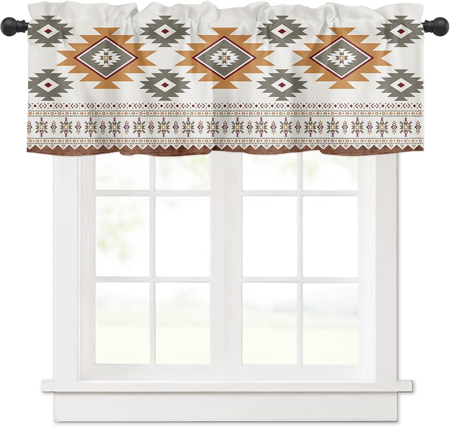 Cenefa de cortina para decoración de ventana de cocina, estilo bohemio de Tribus indígenas en el suroeste de América 54 x 18 pulgadas, cortinas de