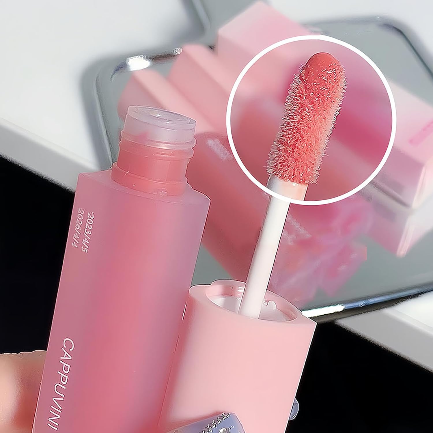 Juego de 6 brillos de labios rosa corazón, color vivo, acabado jugoso y brillante, tinte hidratante de larga duración altamente pigmentado,