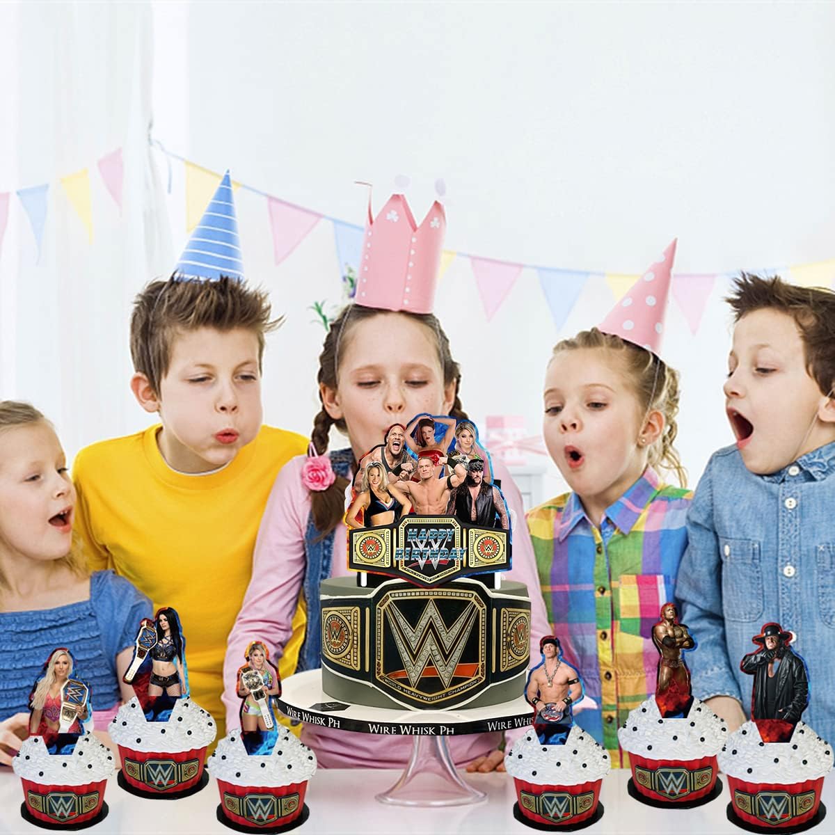 Paquete de 25 adornos para tartas de lucha libre, decoración de fiesta de cumpleaños