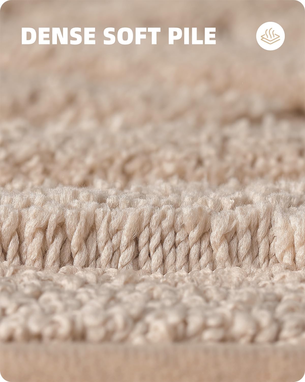 Color&Geometry Alfombra de baño beige absorbente para ducha, 20 x 32 pulgadas, antideslizante, para baño, suave y lavable, tapete de baño pequeño,