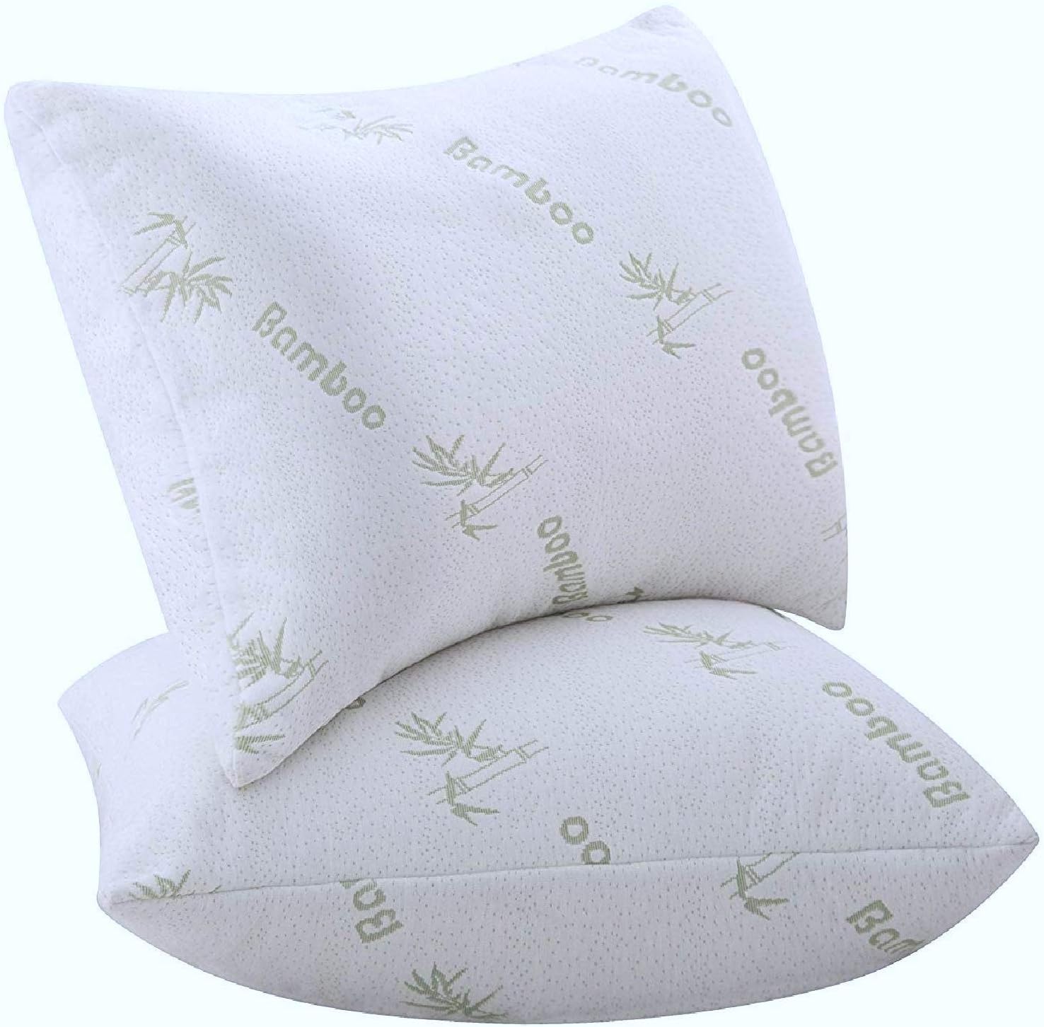 Almohadas de cama para dormir, paquete de 2 almohadas de viscosa tamaño Queen hechas de bambú, ultra suave, con rebote trasero, boca abajo,