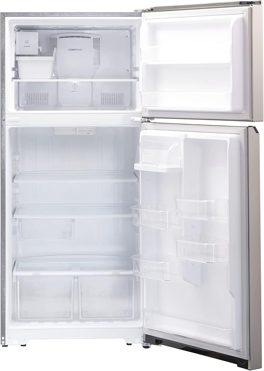 Winia Refrigerador congelador superior de 18 pies cúbicos con máquina de hielo – Acero inoxidable