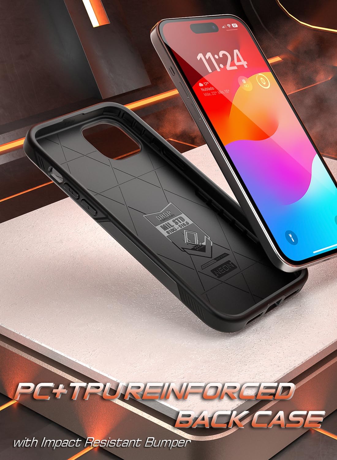 Poetic Neon Series – Funda para iPhone 15, de doble capa, resistente, resistente, ligera, delgada, a prueba de golpes, protección contra caídas,