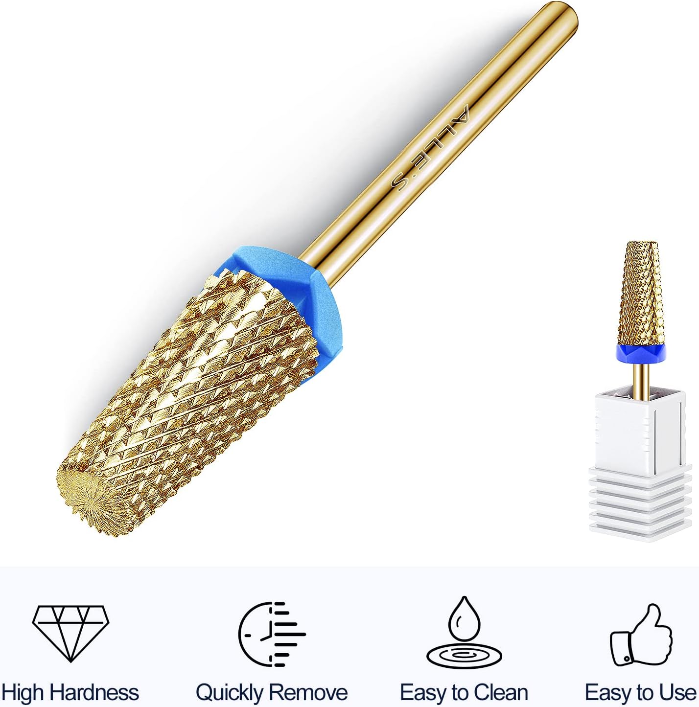 Alle’s – Brocas de tungsteno para uñas, brocas de uñas 5 en 1 para uñas de gel acrílico, brocas de uñas de 332 pulgadas para arte de uñas, broca de