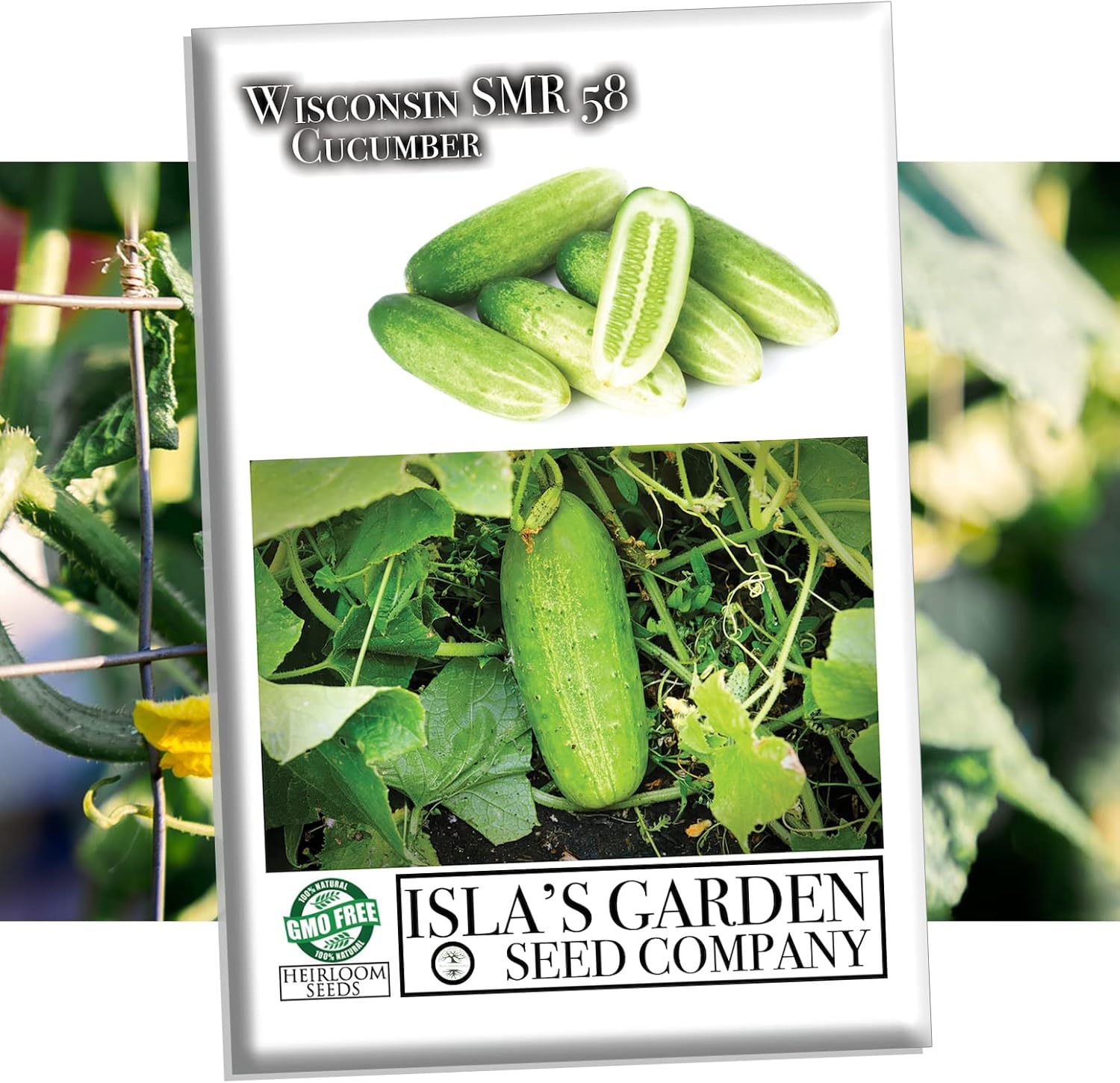 Wisconsin SMR 58 semillas de pepino para plantar, más de 50 semillas tradicionales por paquete, semillas de jardín (Isls’s Garden Seeds), semillas