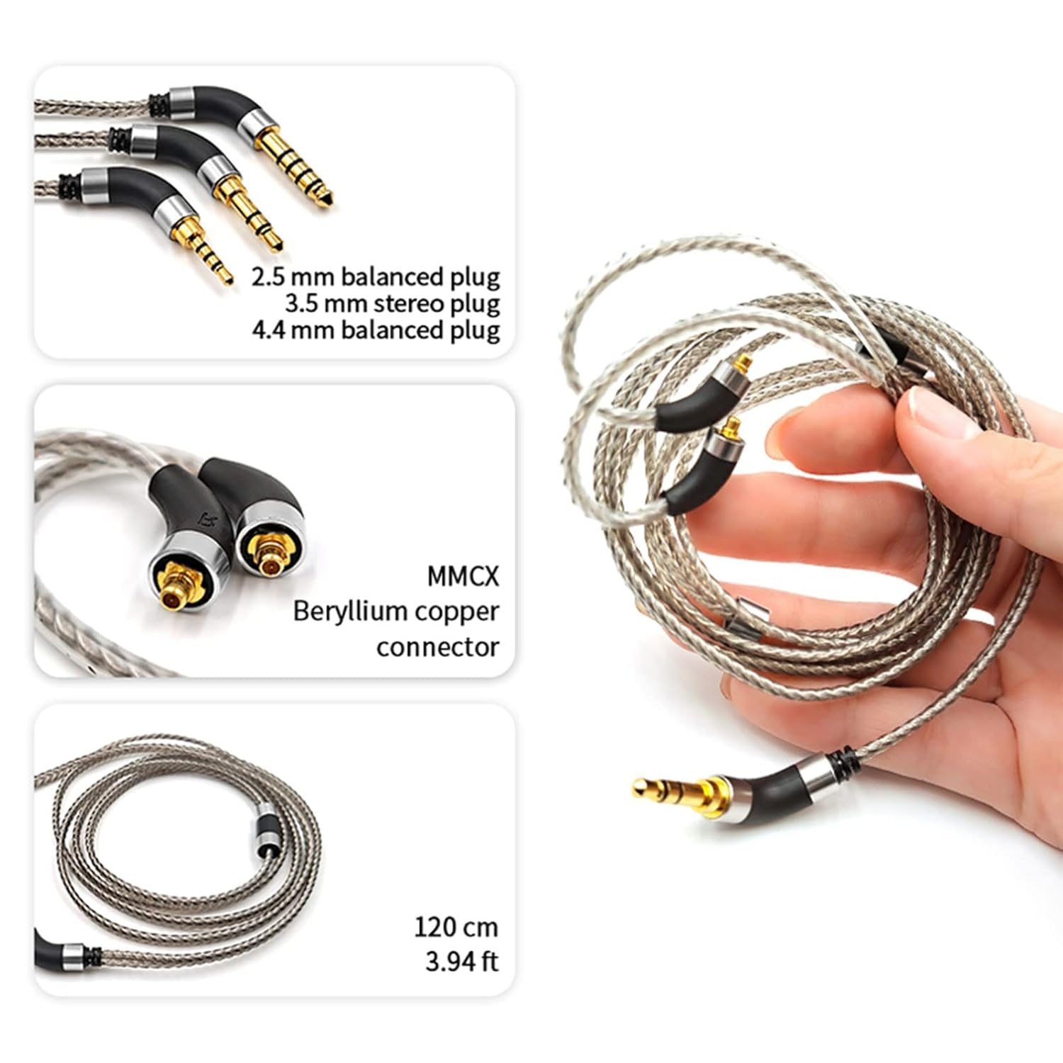 OKCSC Cable de auriculares MMCX chapado en plata de cobre monocristalino de alta pureza para audio final E4000E5000B1B2B3A8000Make1Make2Make3 cable