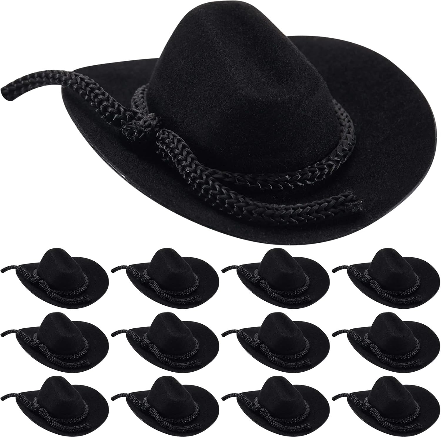 24 piezas de mini sombreros de vaquero para manualidades, mini sombrero de vaquera blanco, recuerdos de boda occidental para decoración de muñecas