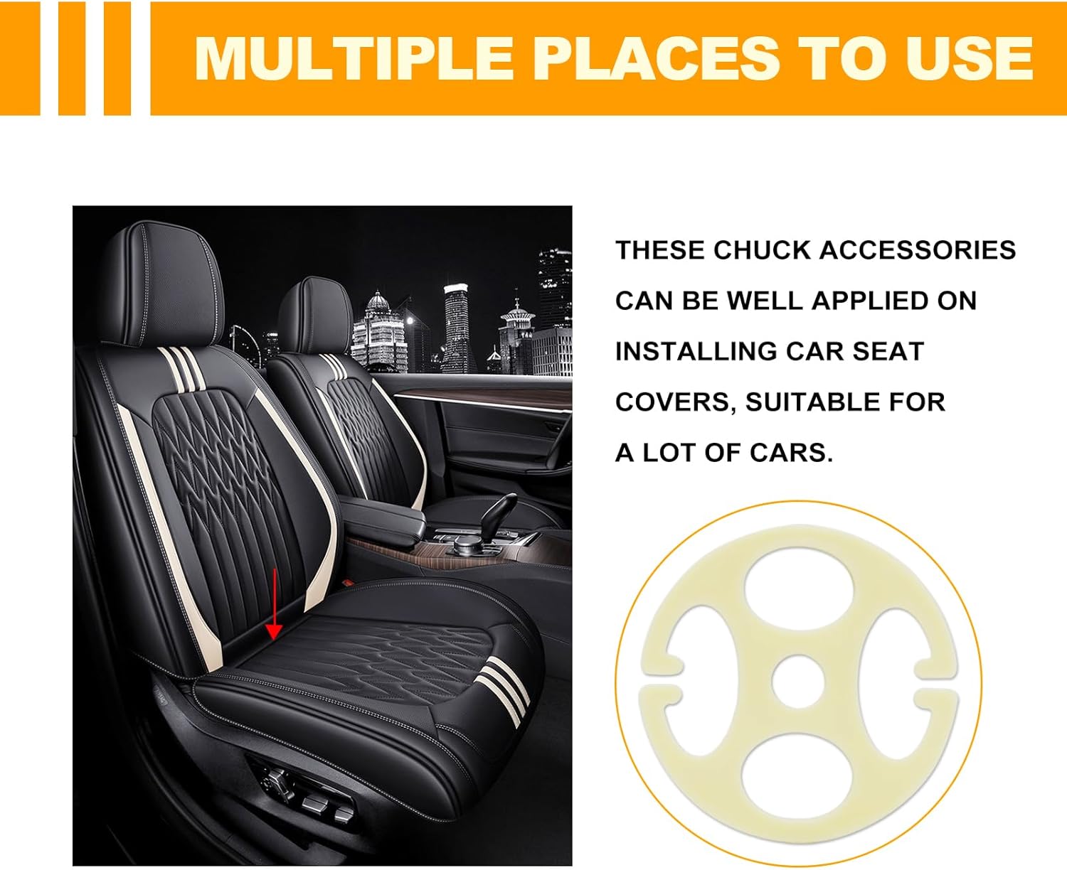 24 fundas de asiento de automóvil, gancho de metal para placa de ciruela, 12 fundas de plástico para asientos de automóvil + 12 piezas de gancho de