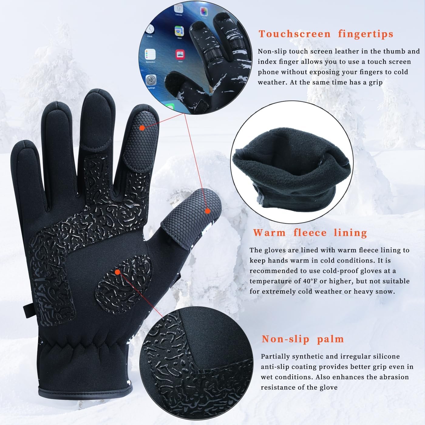 Drasry Guantes de pesca de neopreno para pantalla táctil, 3 dedos cortados, cálidos y fríos, impermeables, adecuados para hombres y mujeres, pesca