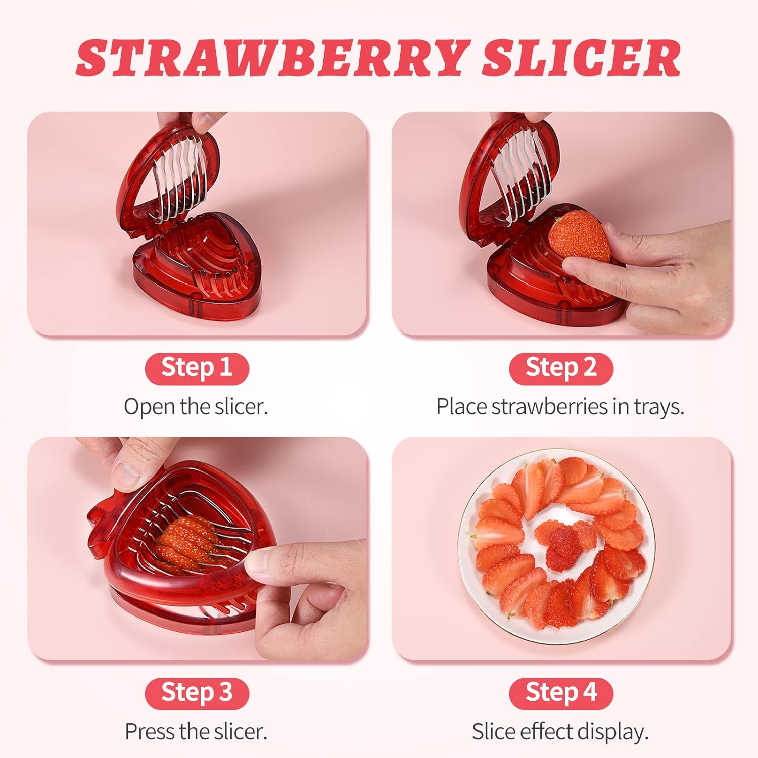 2 piezas de fresas, cortador de frutas, cortador de huevos de frutas para niños, utensilios de cocina, herramienta cortadora de fresas vegetarianas