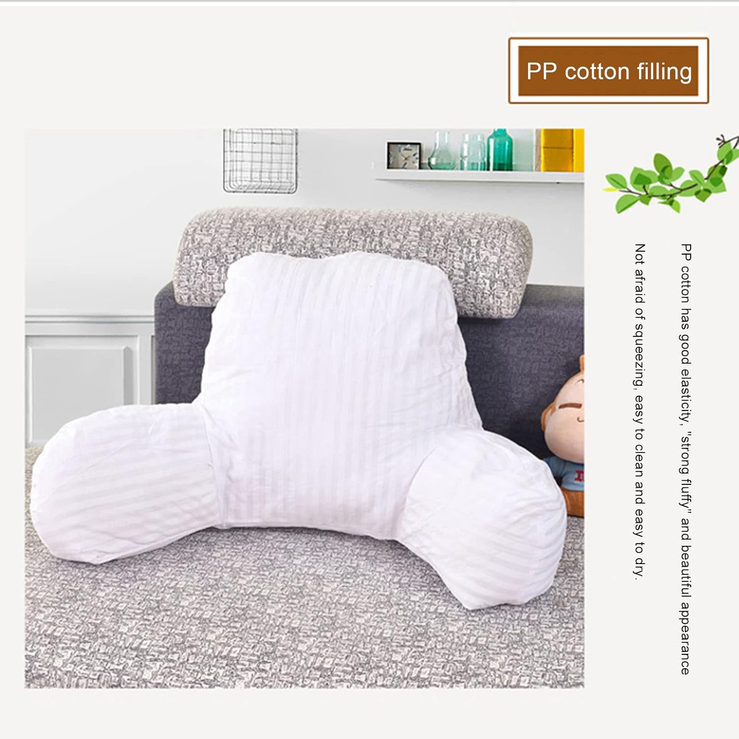 Almohada de lectura con brazosSoporte de espalda para sentarse en la camasofá cuello, lumbar y cojín de apoyo de espalda baja coxis, patrón