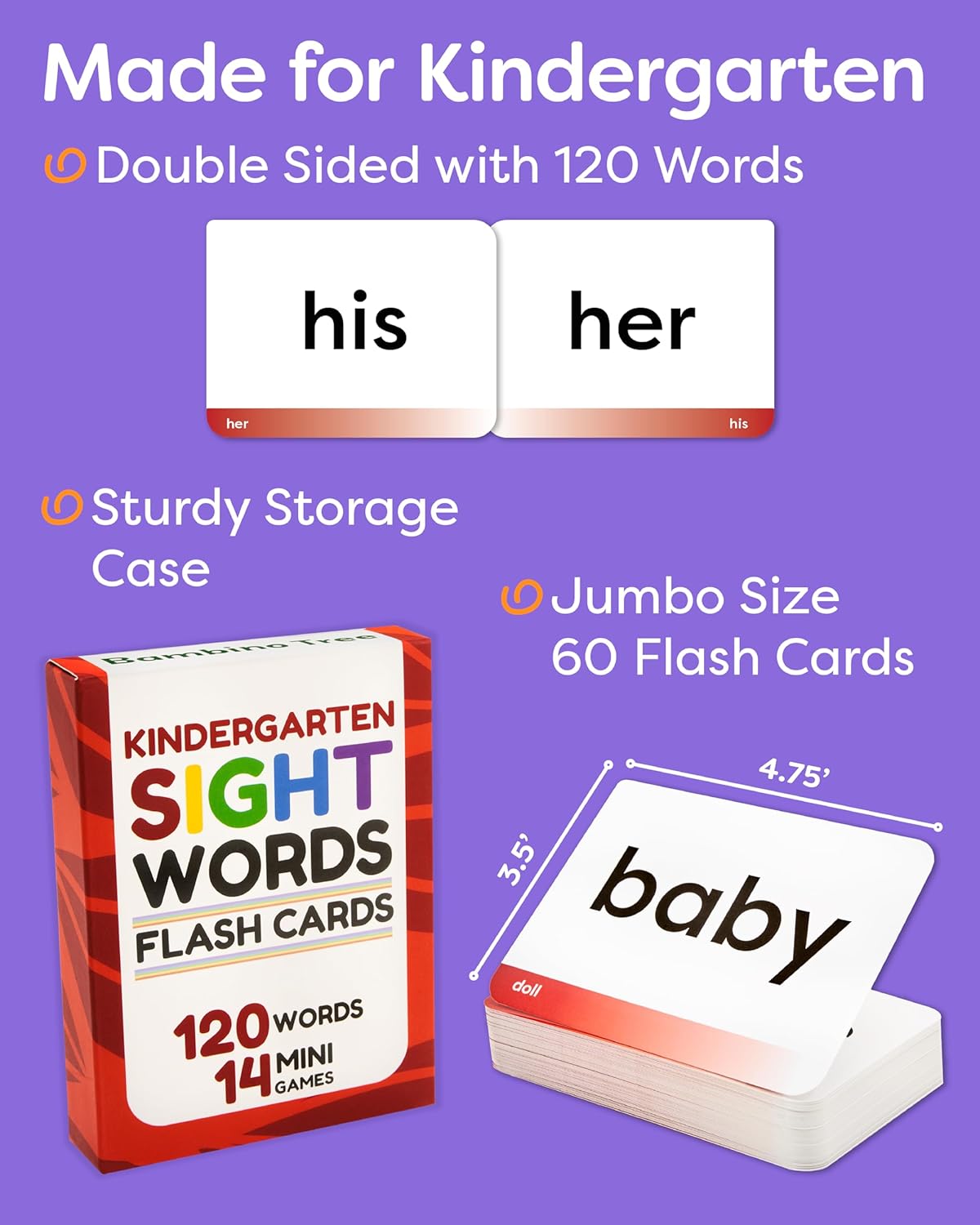 Sight Words Flash Cards Kindergarten – 120 palabras de alta frecuencia de la lista de palabras a la vista de Dolch y Fry’s para edades de 4 a 6 años