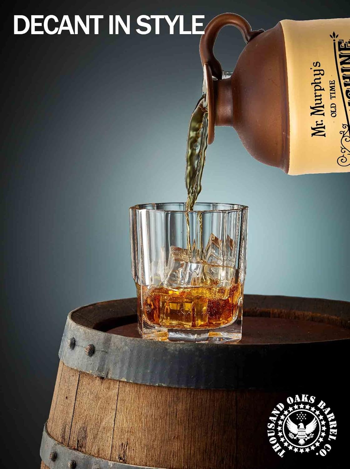 Thousand Oaks Barrel Co. – Jarra de cristal personalizada Moonshine de 25.4 fl oz (0.2 galones), botella de cristal grabada de estilo tradicional