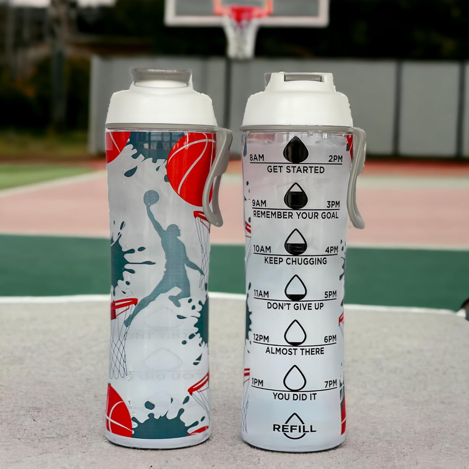 50 Strong Botella de agua para niños con tiempos para beber, botellas de agua reutilizables de 24 onzas sin BPA con marcador de tiempo, diseño de