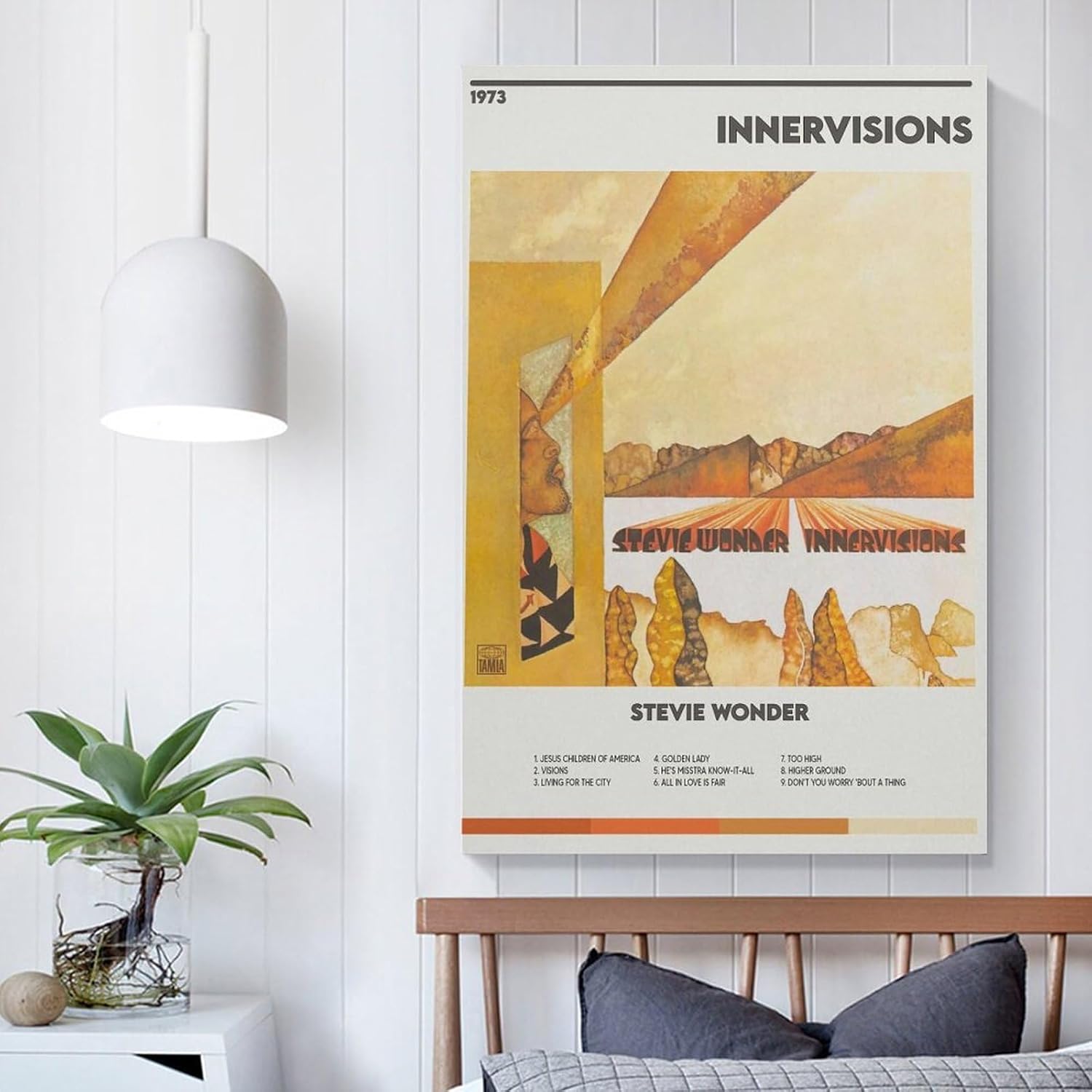 BATTTX Stevie Wonder Innervisions – Póster de lienzo decorativo para pared, sala de estar, dormitorio, decoración, regalo, sin marco, 12 x 18