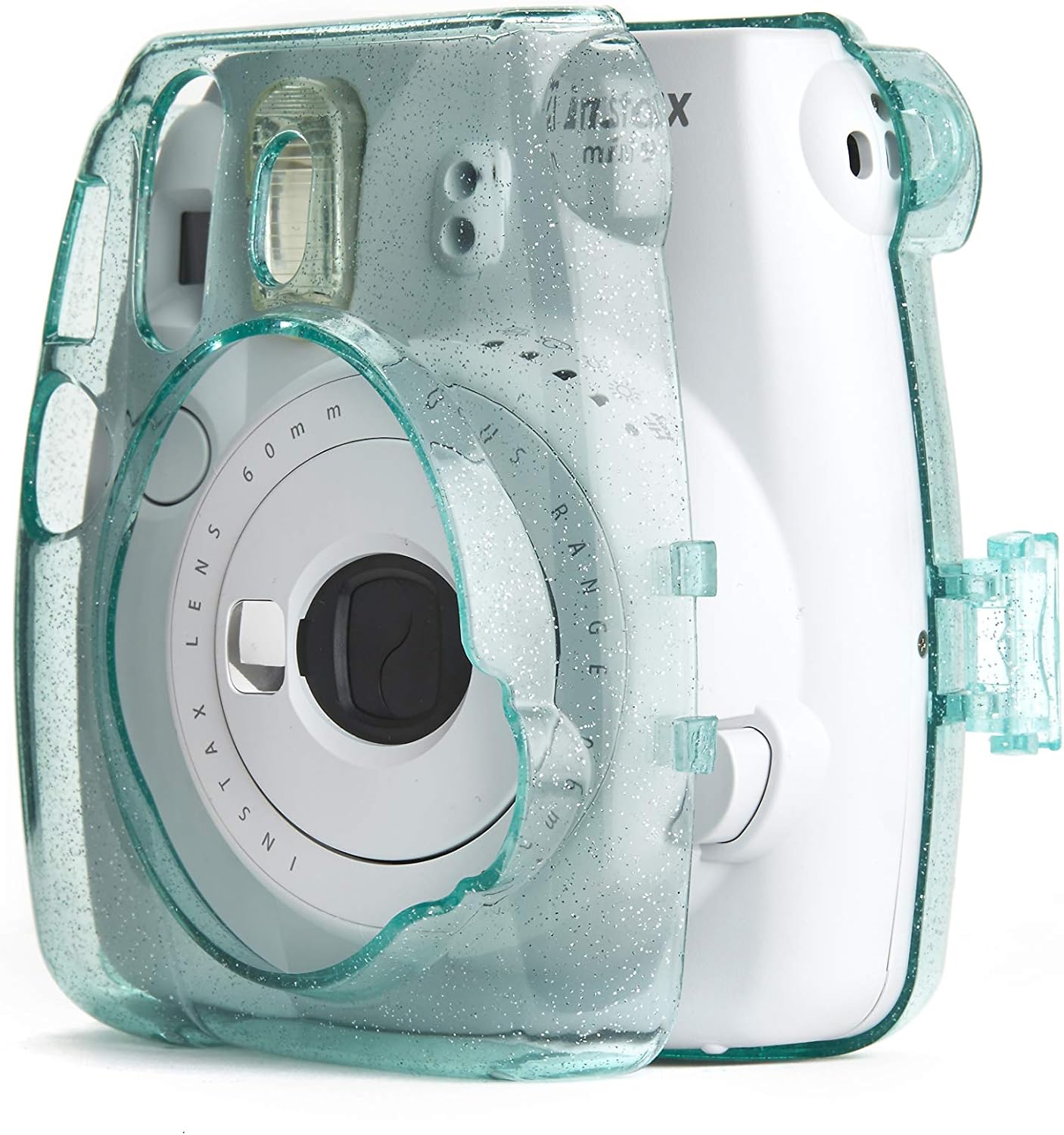 PHOTO4LESS Estuche rígido con purpurina para cámaras Fuji Instax Mini, color azul hielo, mejor valor!