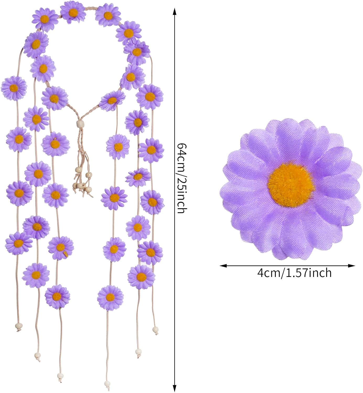 2 diademas de flores hippie corona floral verano girasol accesorios para el cabello para 70 s estilo bohemio disfraces