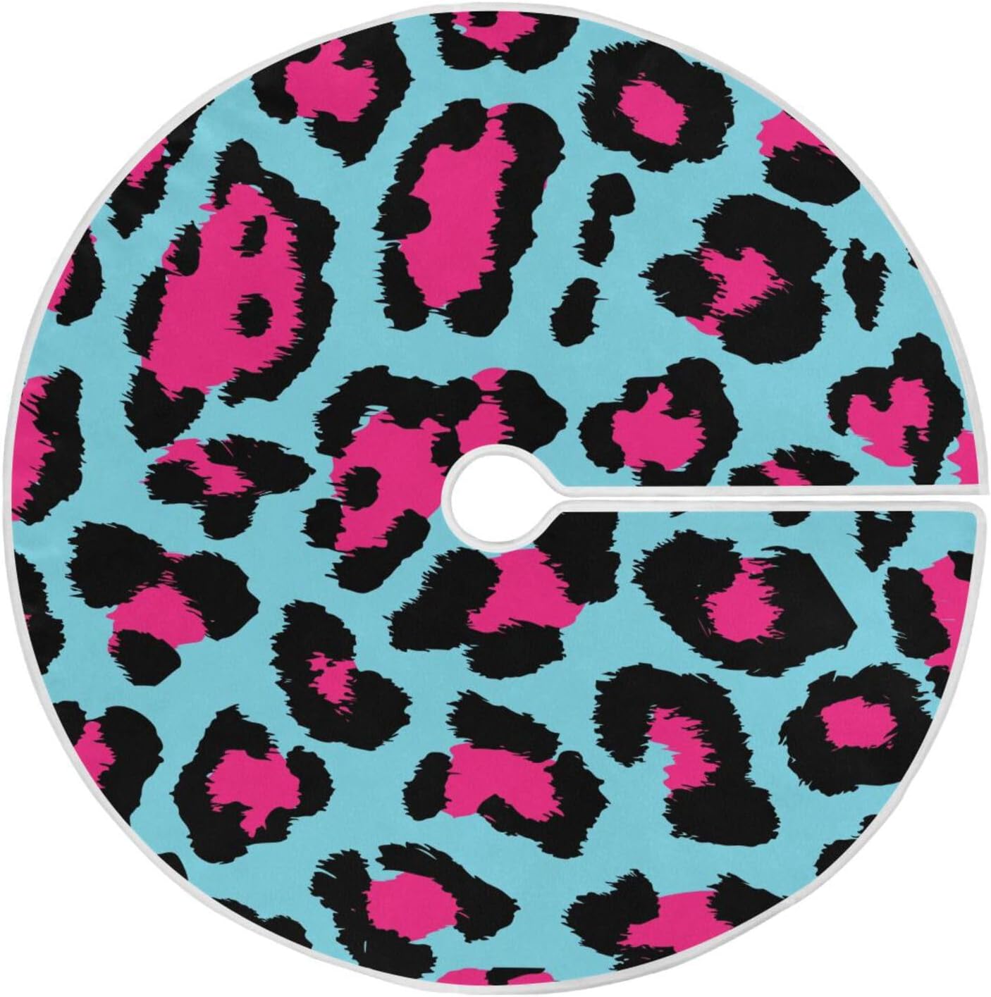 Falda de base de árbol de Navidad con estampado de leopardo, falda de árbol suave, decoración de árbol de Navidad, faldas de Navidad para árboles de
