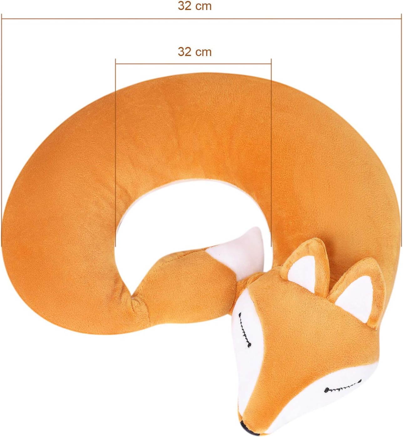 ITODA Almohada de viaje en forma de U en forma de zorro en avión, soporte para cuello, mentón, cojín para dormir, compacto, portátil, para lavado de