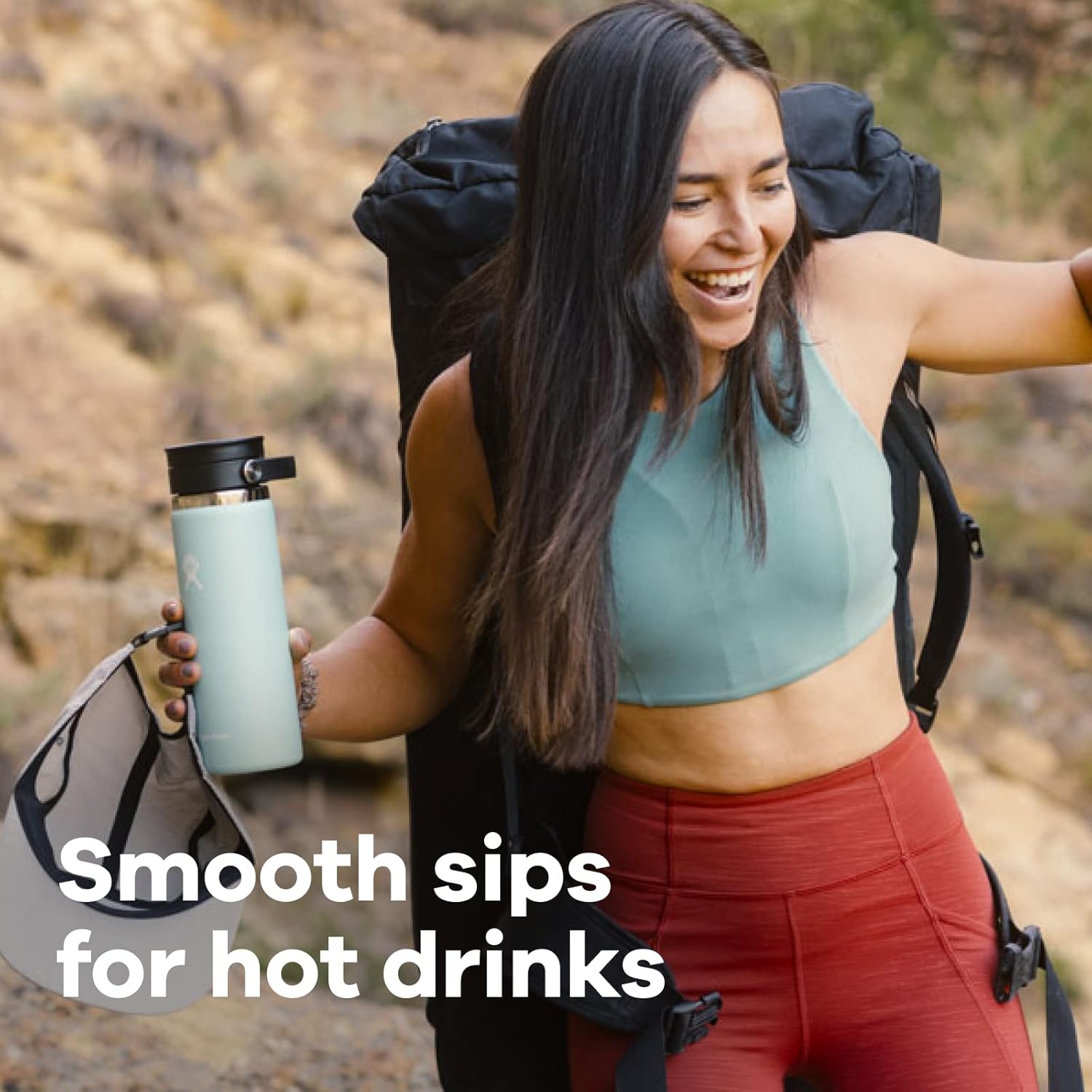 Hydro Flask Botella de boca ancha de acero inoxidable con tapa flexible y aislamiento al vacío de doble pared para café, té y bebidas
