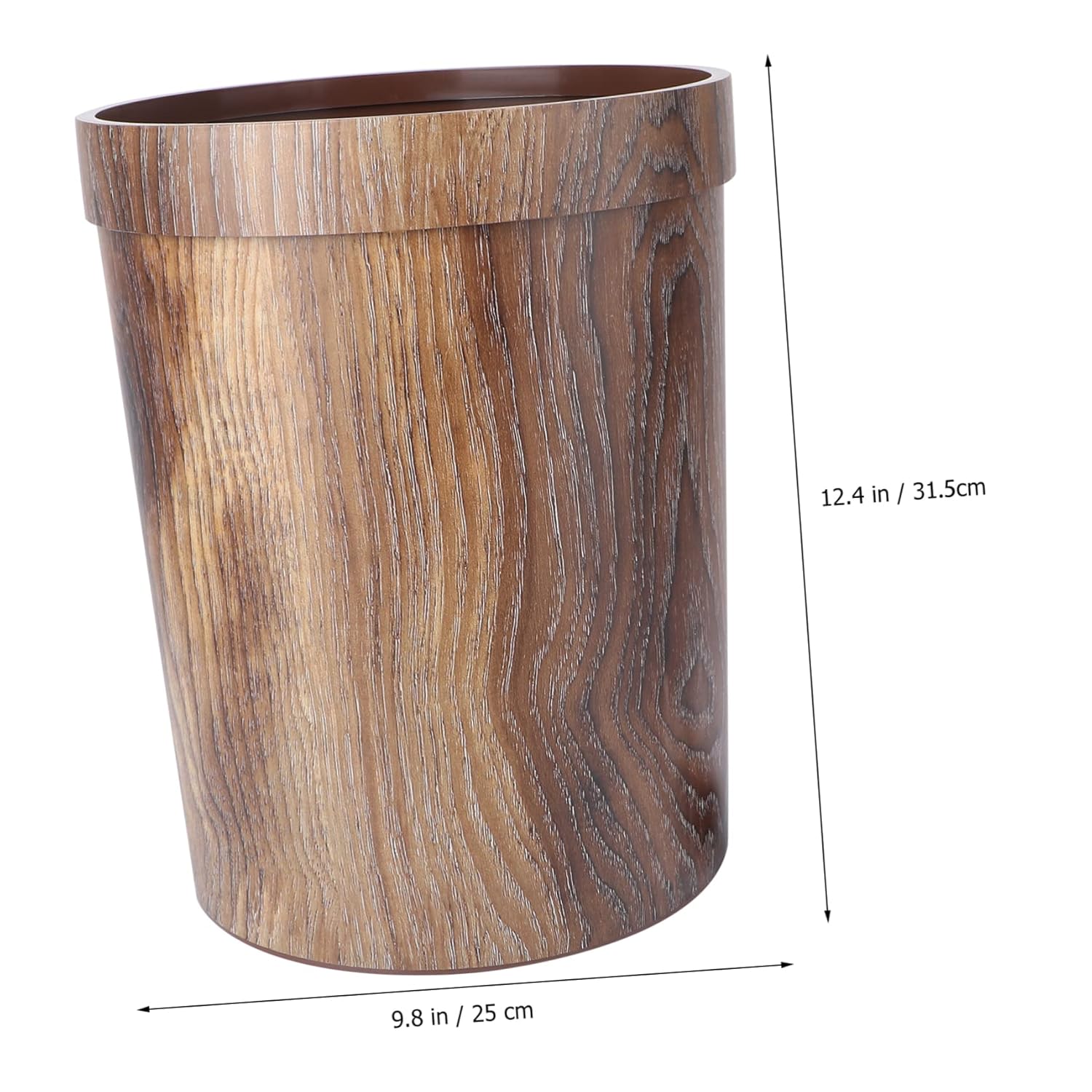 SOLUSTRE Bote de basura retro para oficina, papelera de mimbre, cesta de basura de papel, papelera de madera, para sala de estar, contenedor de