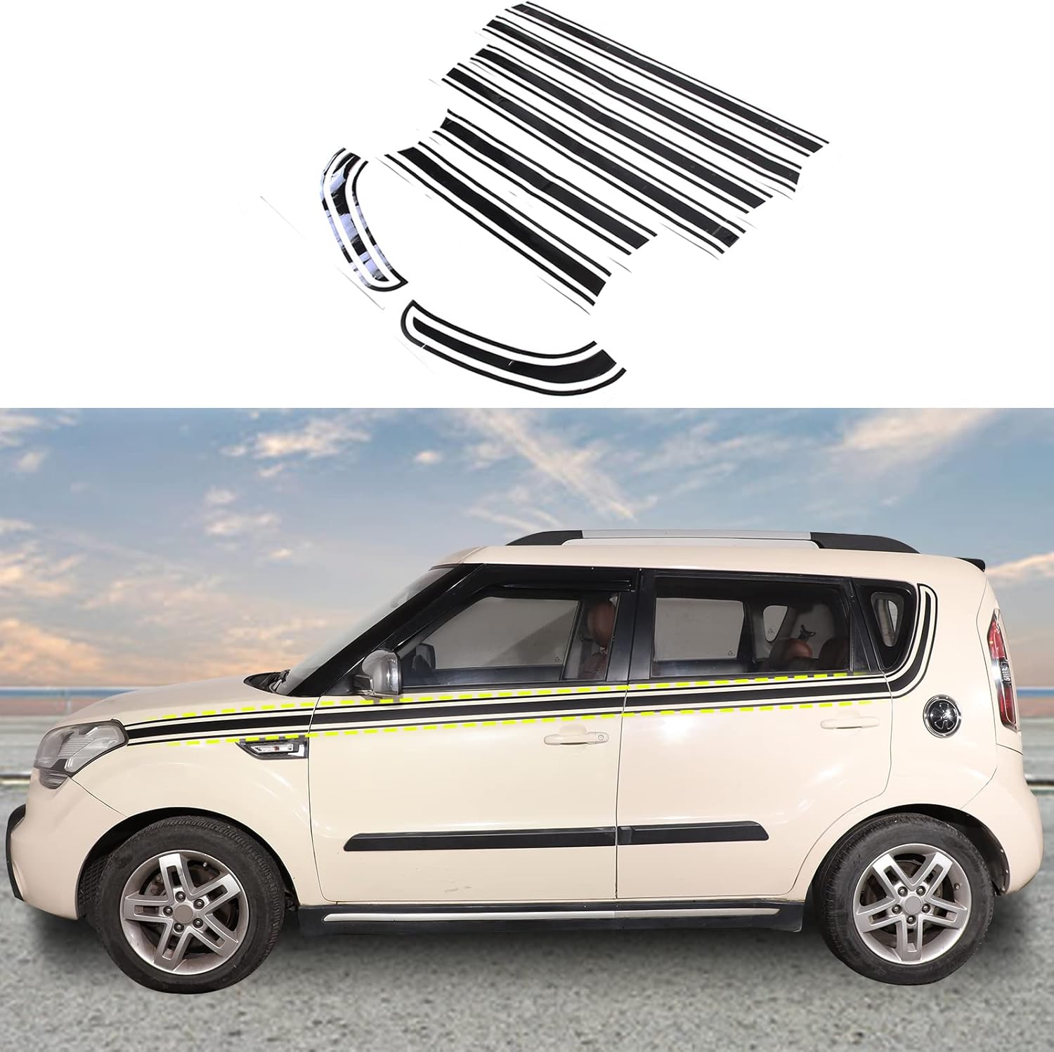 Calcomanía de rayas laterales para carrocería de automóvil, compatible con Kia Soul 2010-2013, calcomanías de vinilo para la cintura del automóvil,