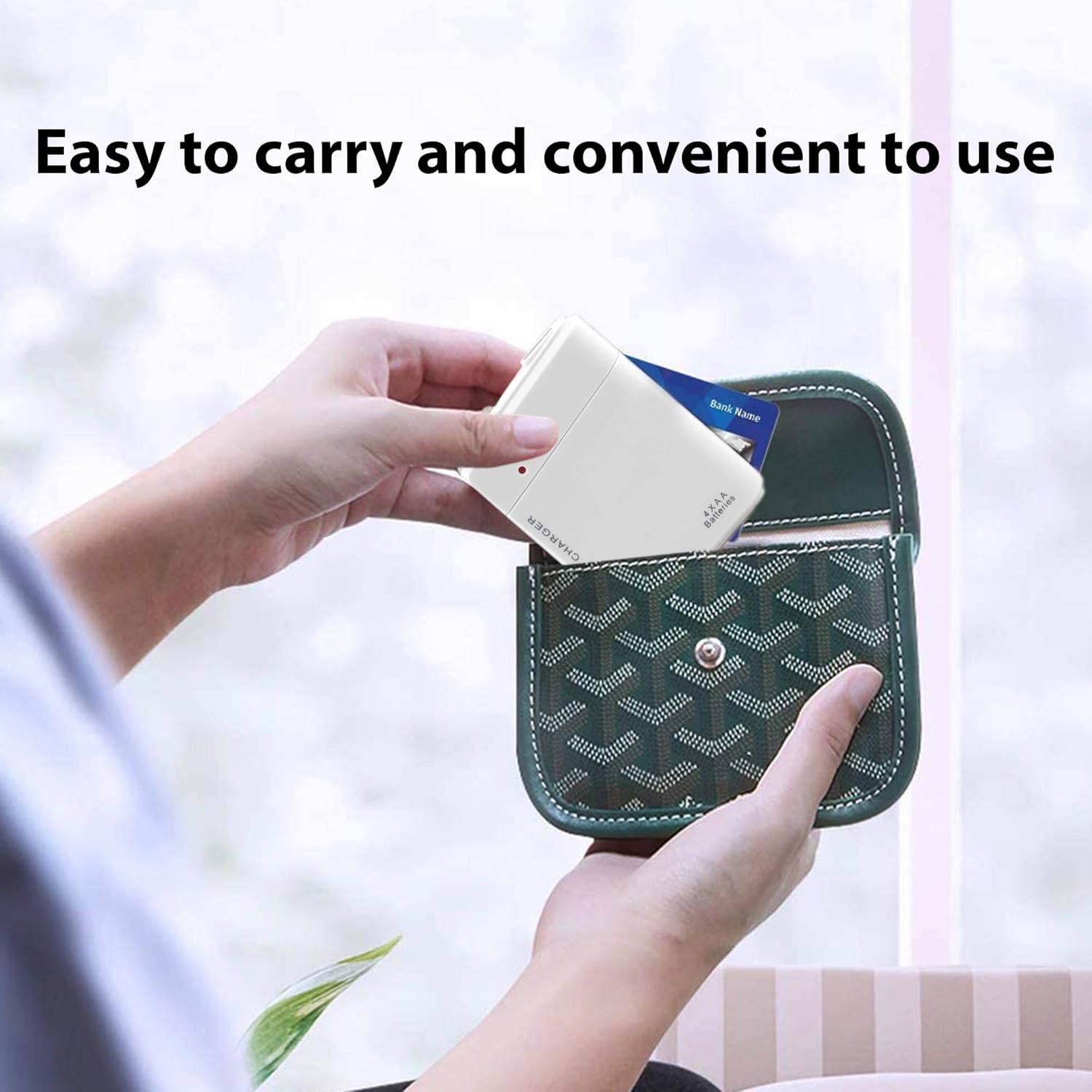 Cargador de viaje de batería AA portátil funciona para Samsung Galaxy S20 Ultra y cargador de emergencia con luz LED. (Funciona con 4 pilas AA,