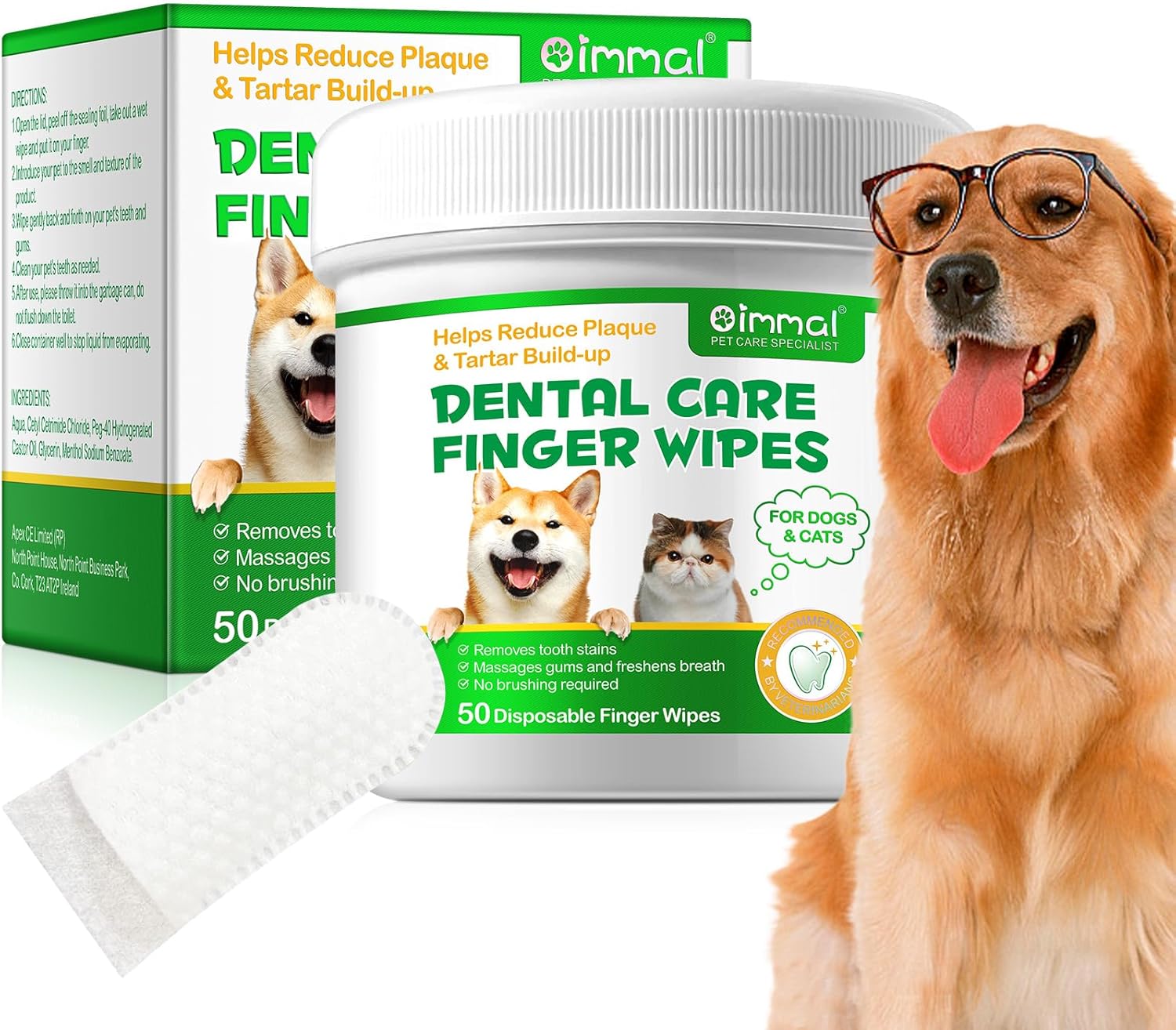 SDJUFEI 50 toallitas de limpieza de dientes para perros y gatos, ambientador de aliento de perro, toallitas de cuidado dental para perros que ayudan
