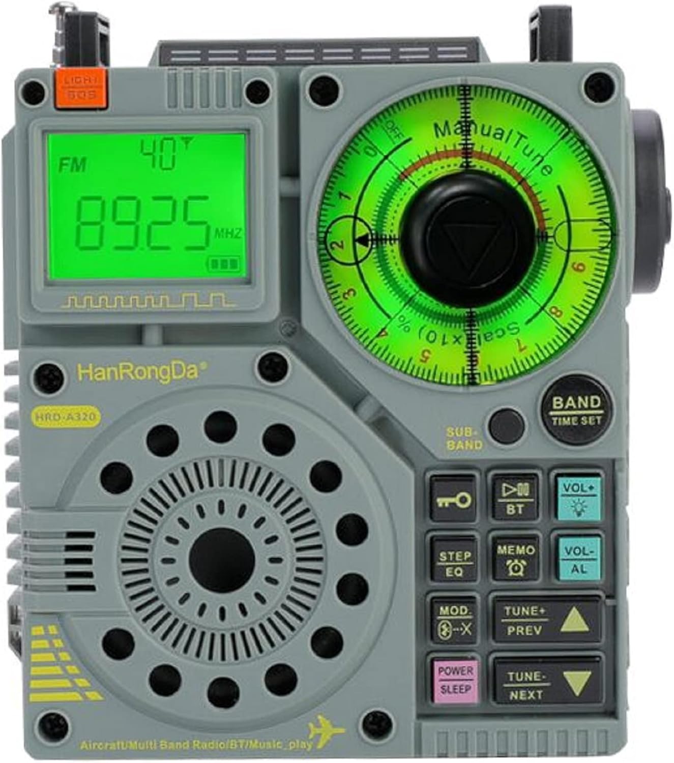 Radio AIRE, FM AM WB Receptor VHF de onda corta con alertas NOAA y temporizador de sueño, altavoz Bluetooth compatible con tarjeta microSD, radios