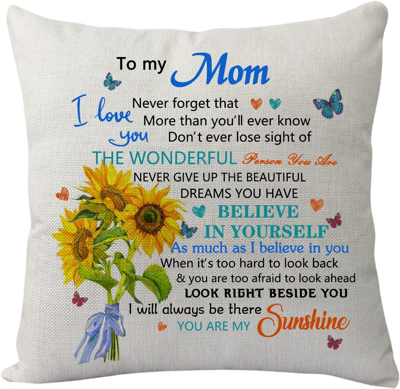 Funda de almohada para madre de hija e hijo, regalo inspirador para mi mamá, nunca olvides que te amo, funda de almohada divertida para mamá, funda