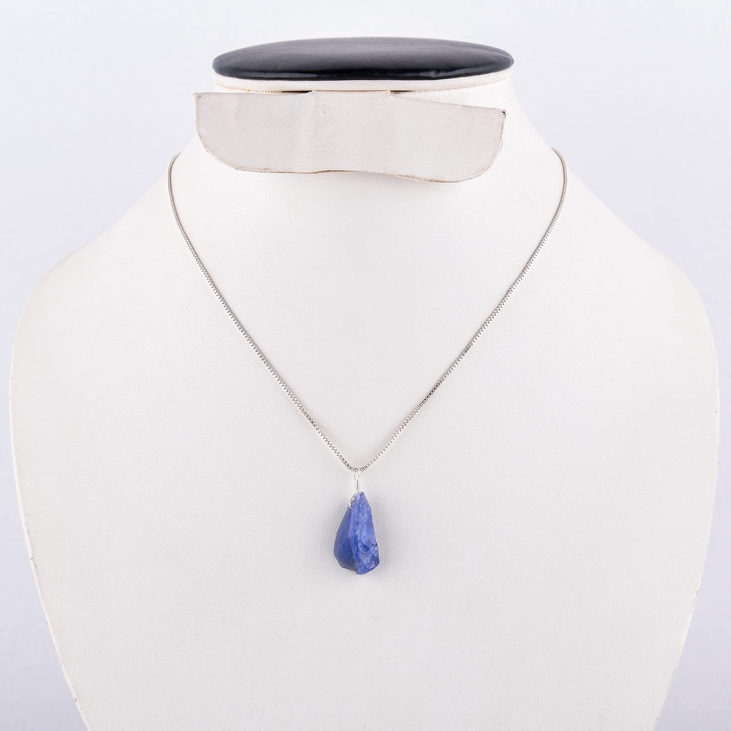 YANARA Natural Raw Purple Tanzanite Stone Rough Crystal Gemstone Women Handmade Pendant Necklace, Chakra Healing Crystals, Birthstone, Silver Plated