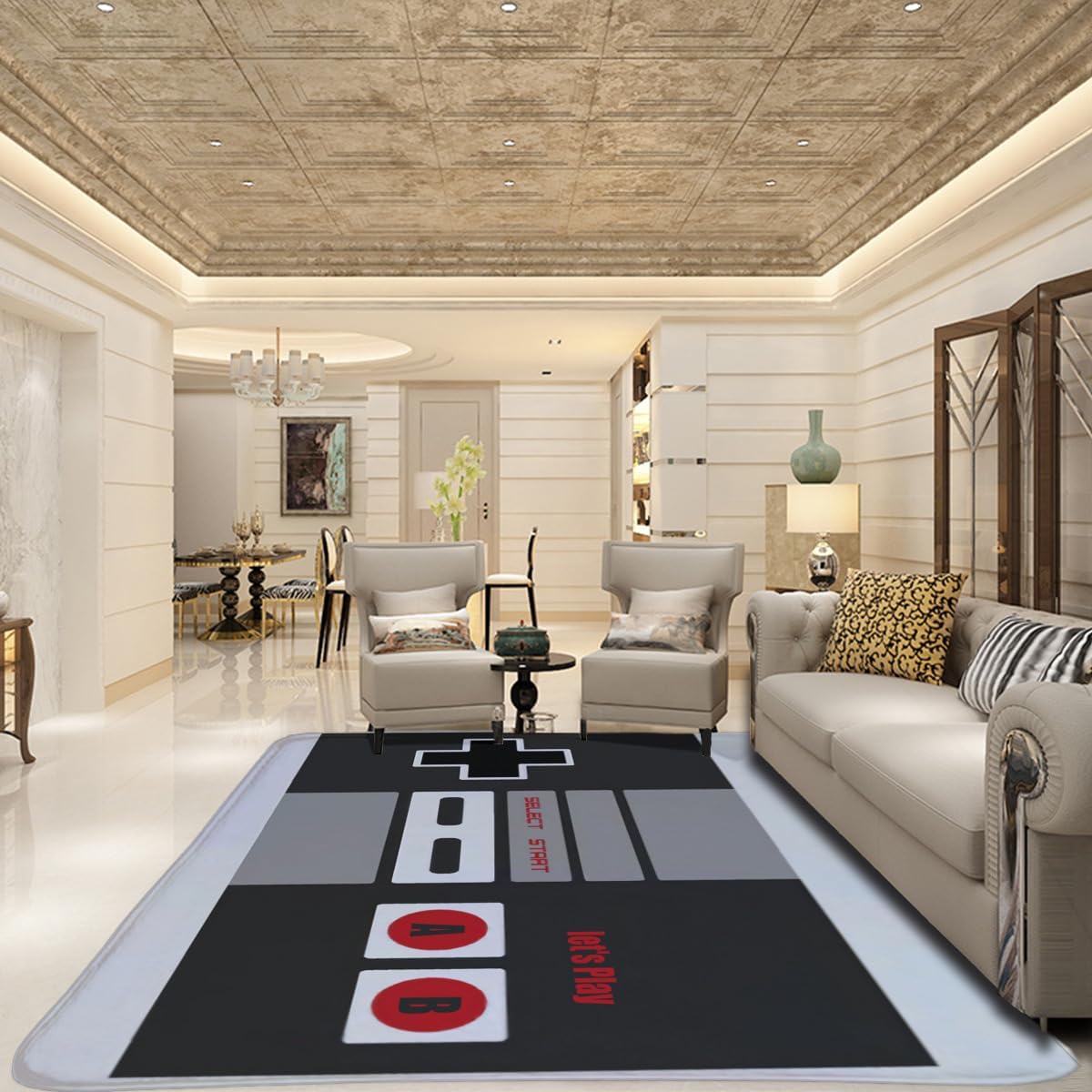 MELONE Alfombra grande con estampado de videojuegos, para decoración de sala de juegos, decoración de dormitorio de niños, impresión 3D, decoración