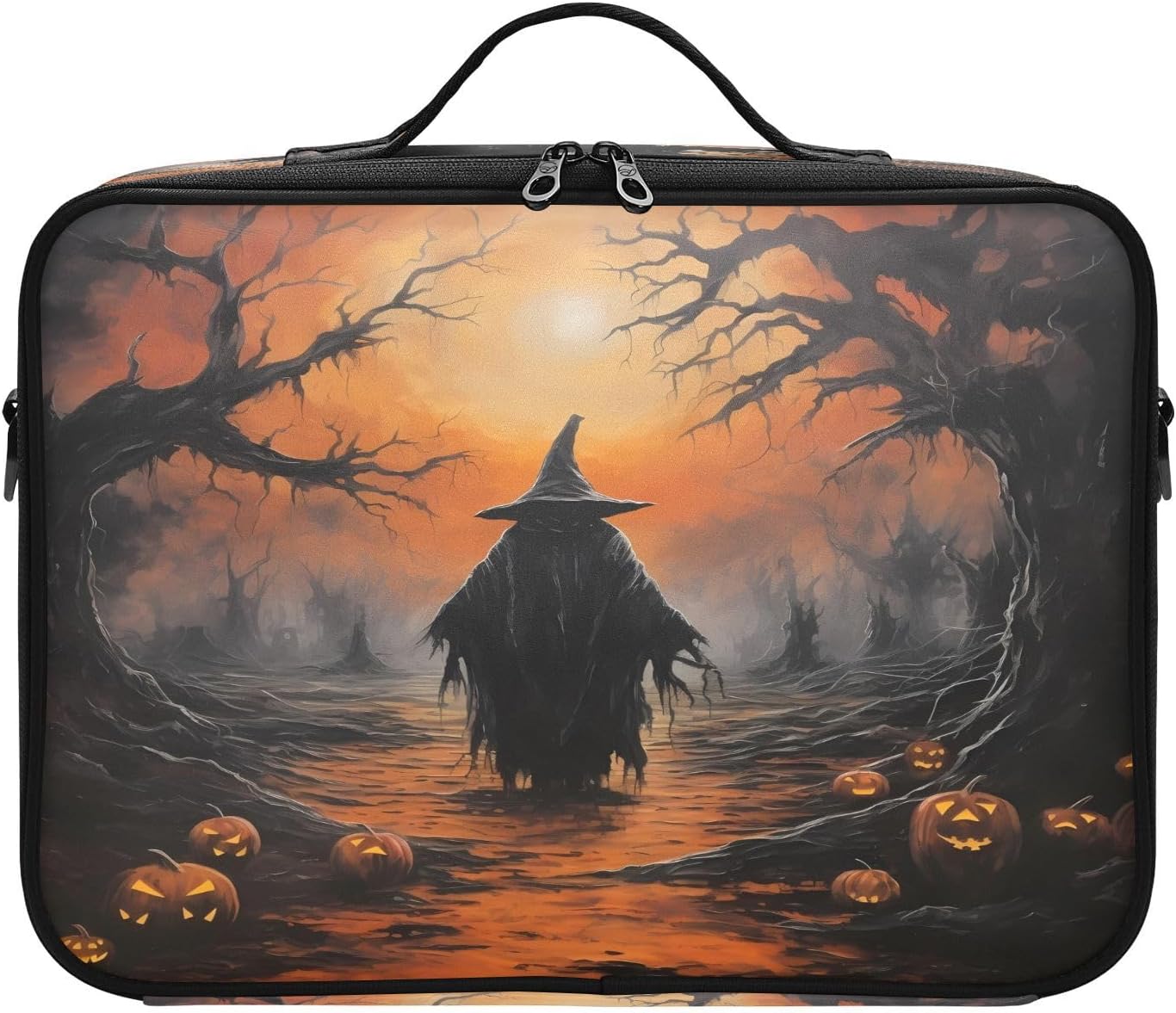 Zathe Happy Halloween Scarecrow Pumpkin cosmetic organizer toiletry make up bag travelling large makeup bags size makeup bag bolso para guardar