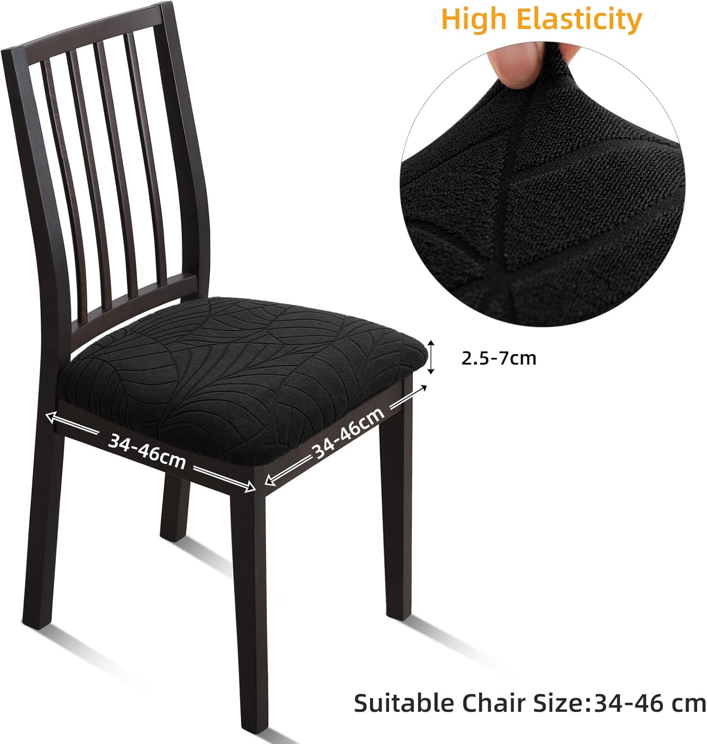 Juego de 6 fundas impermeables para asiento de silla de comedor, fundas de silla de jacquard elásticas, extraíbles y lavables para sillas de cocina,