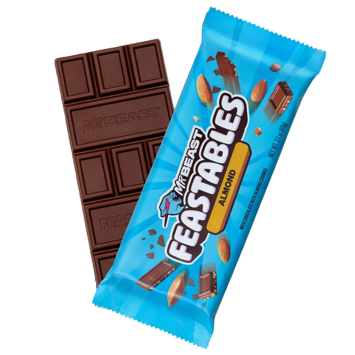 New Feastables Beast Bar – Barra de chocolate con leche con mantequilla de maní, chocolate con leche y almendras, chocolate con leche (3 barras)