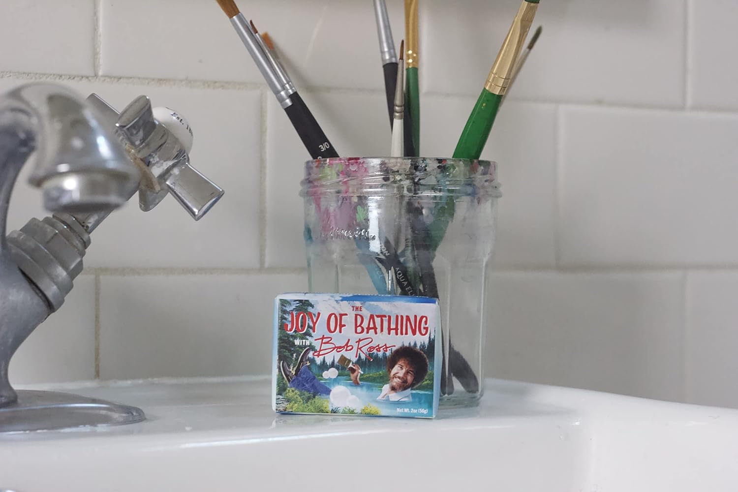 The Unemployed Philosophers Guild Bob Ross Soap – Hecho en los Estados Unidos, 2oz (56g) de jabón de barra de invitados de tamaño viaje