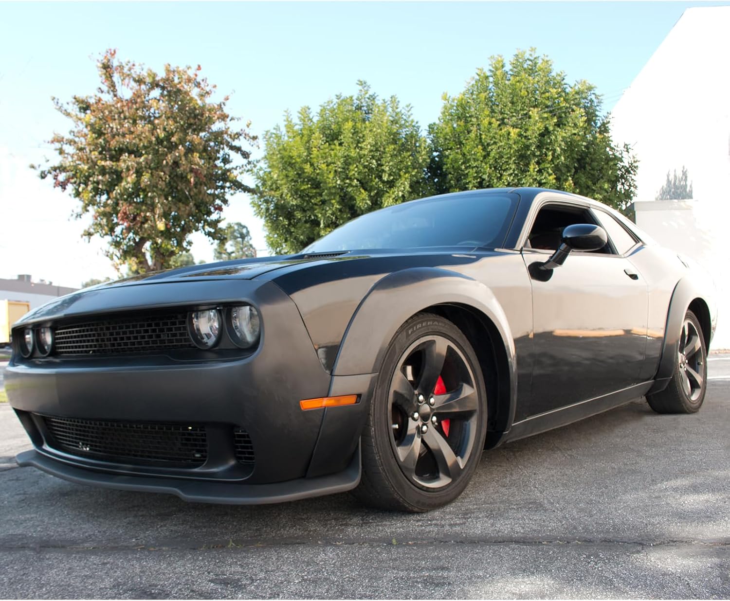 Defensas de guardabarros estilo demonio compatibles con modelos Dodge Challenger Hellcat 2015-2023, polipropileno negro sin pintar por IKON