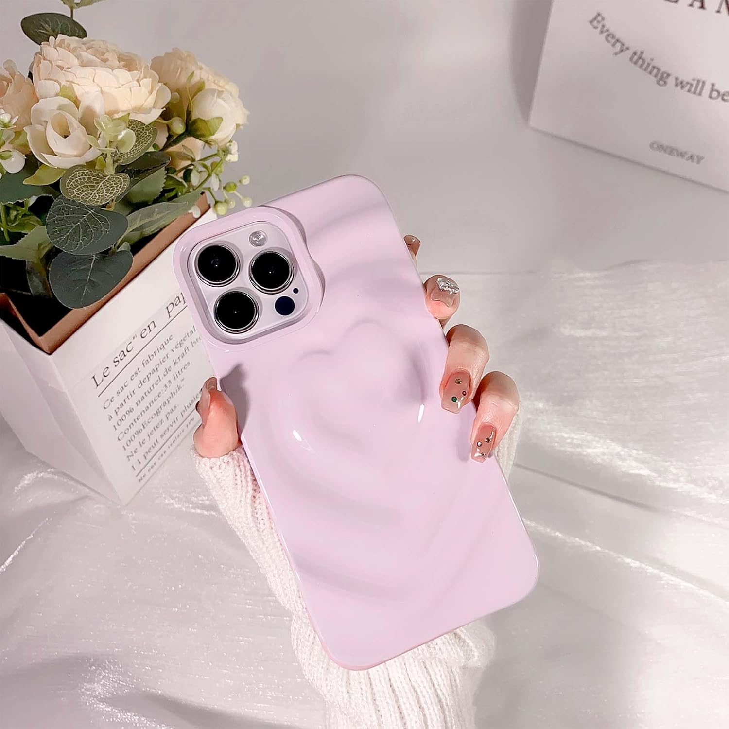 NITITOP Funda compatible con iPhone 13 Pro Max, diseño de corazón de amor, de silicona suave, 3D, a prueba de golpes, para mujeres y niñas, color