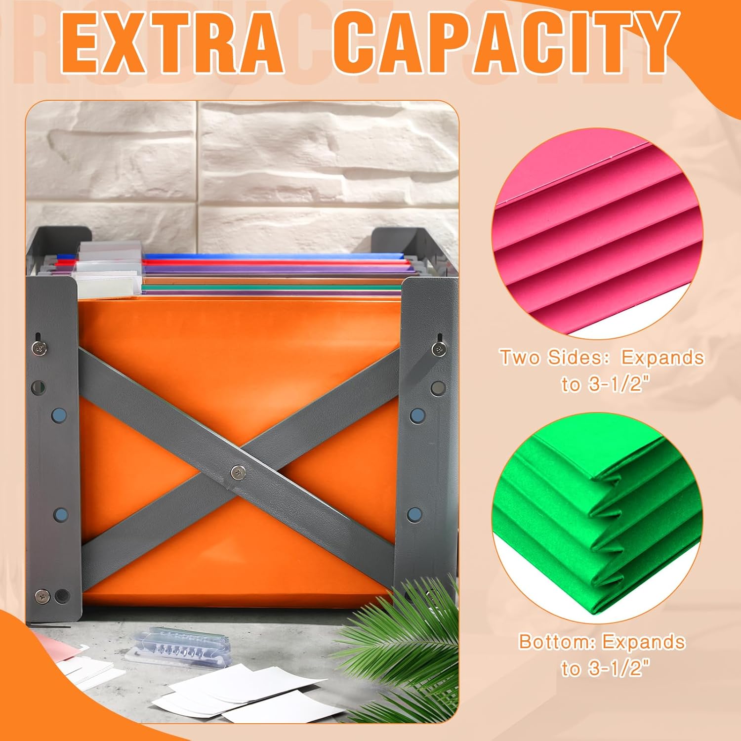 Yaomiao 36 carpetas colgantes expandibles de capacidad adicional, tamaño carta, 3.5 pulgadas, carpeta colgante de colores con etiqueta reforzada