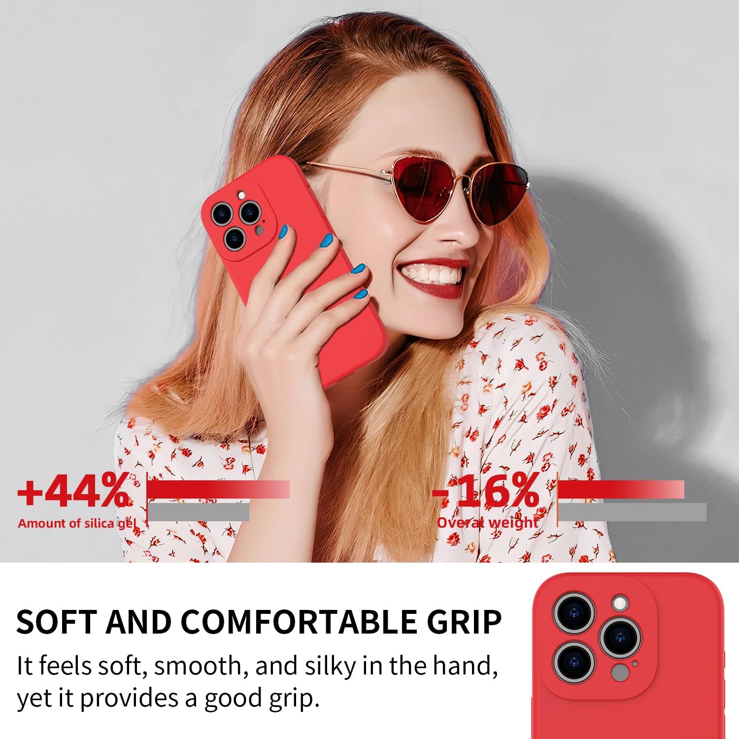 bicol Funda compatible con iPhone 15 Pro con protector de pantalla, protección mejorada del lente de la cámara, funda protectora de silicona líquida