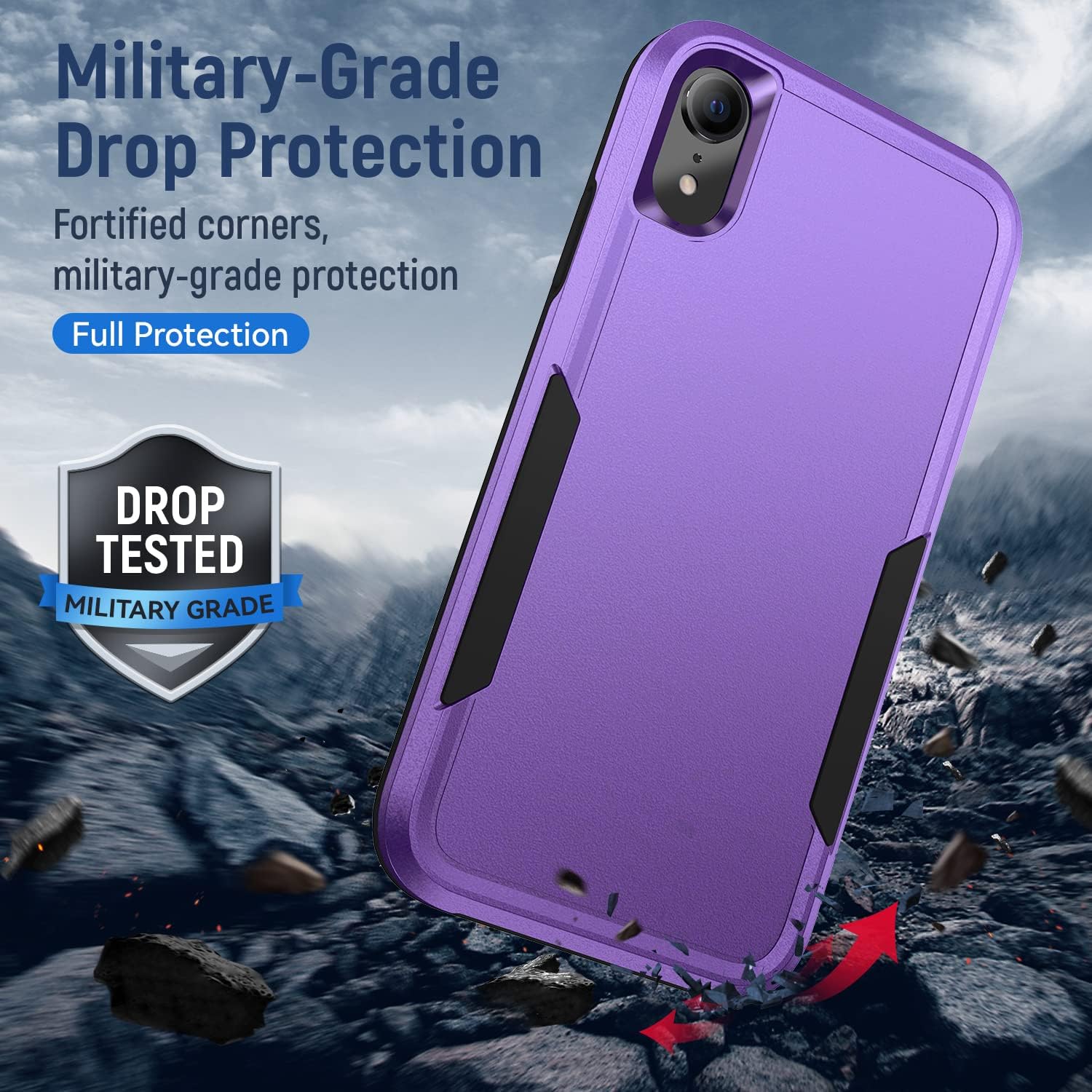 Asuwish Funda para iPhone XR 6.1 con protector de pantalla de vidrio templado y delgada híbrida de cuerpo completo para iPhone XR iPhone10R i Phonex