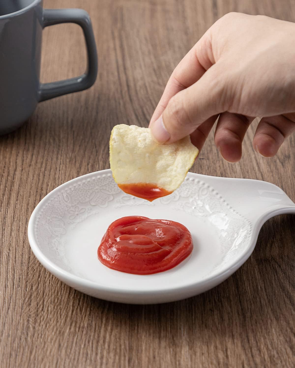 FE FUN ELEME – Soporte para cucharas de cerámica para encimera de cocina, soporte de cuchara grande de encaje en relieve para estufa, soporte de