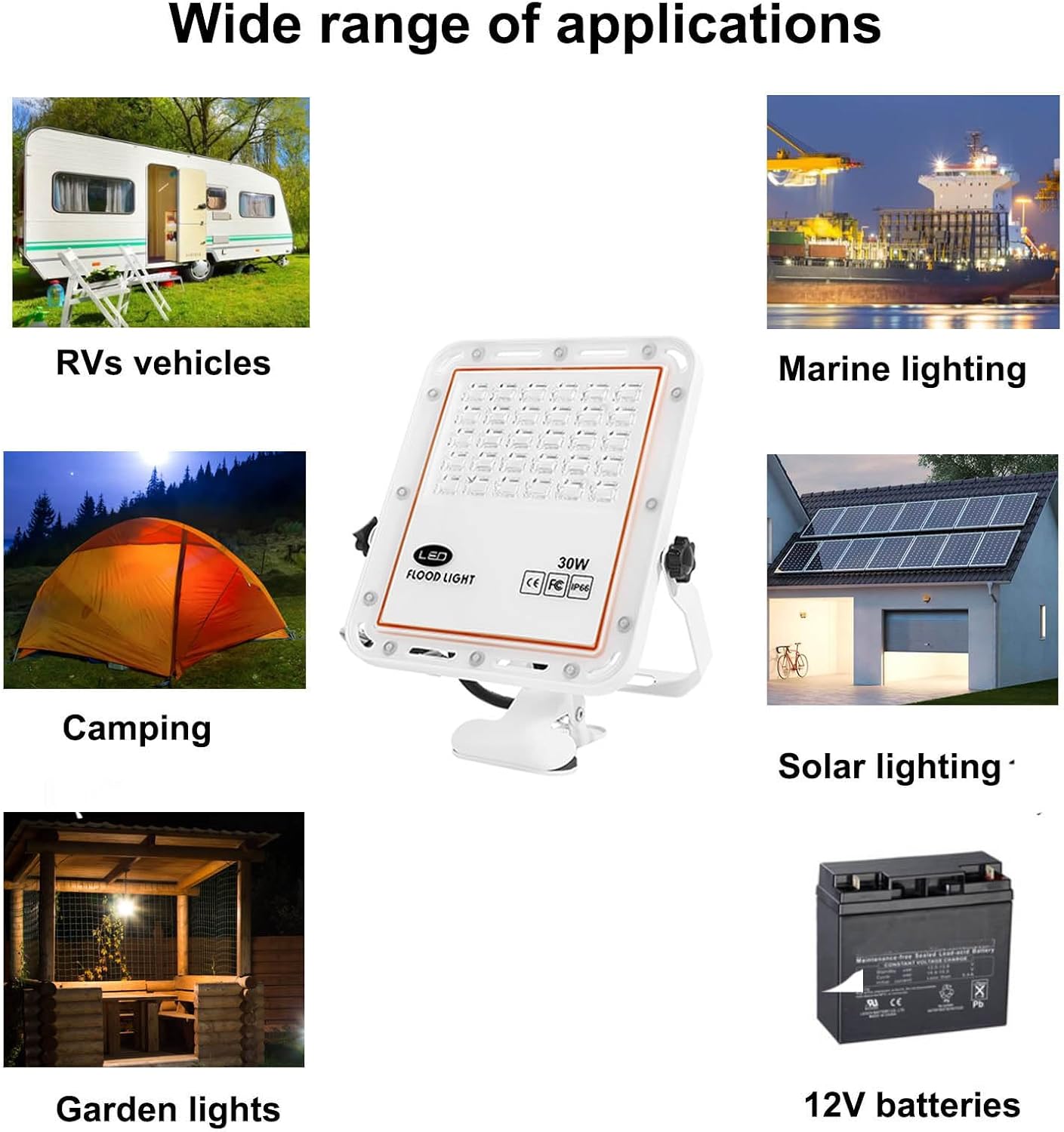 Taysing Luces de inundación LED de 30 W, luz de trabajo con enchufe, impermeable, para exteriores, luces de paisaje, proyector para plantas, patio,