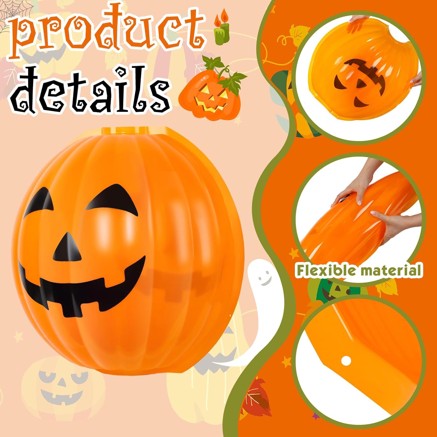 Retisee Cubierta de luz de calabaza de Halloween, pantalla de lámpara Jack O Lantern de 20 pulgadas de profundidad x 22 pulgadas de alto, pantalla