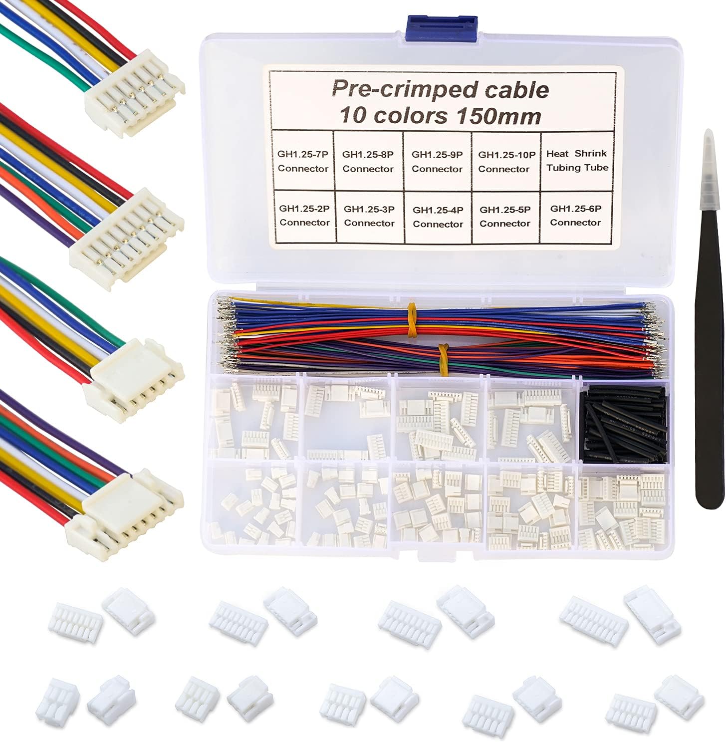 Kit de conector GH de 0.049 in y cables preprensados de alta calidad, para kit de cables Pixhawk controlador de vuelo Pixhawk2, total de 140