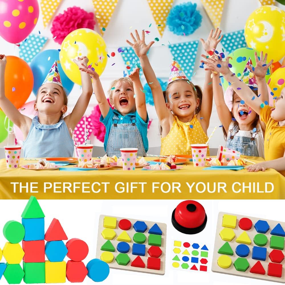 Juego de rompecabezas Montessori Montessori de madera para niños pequeños con marcador, campana y tarjetas para niños de 3, 4, 5, 6 años (para 2