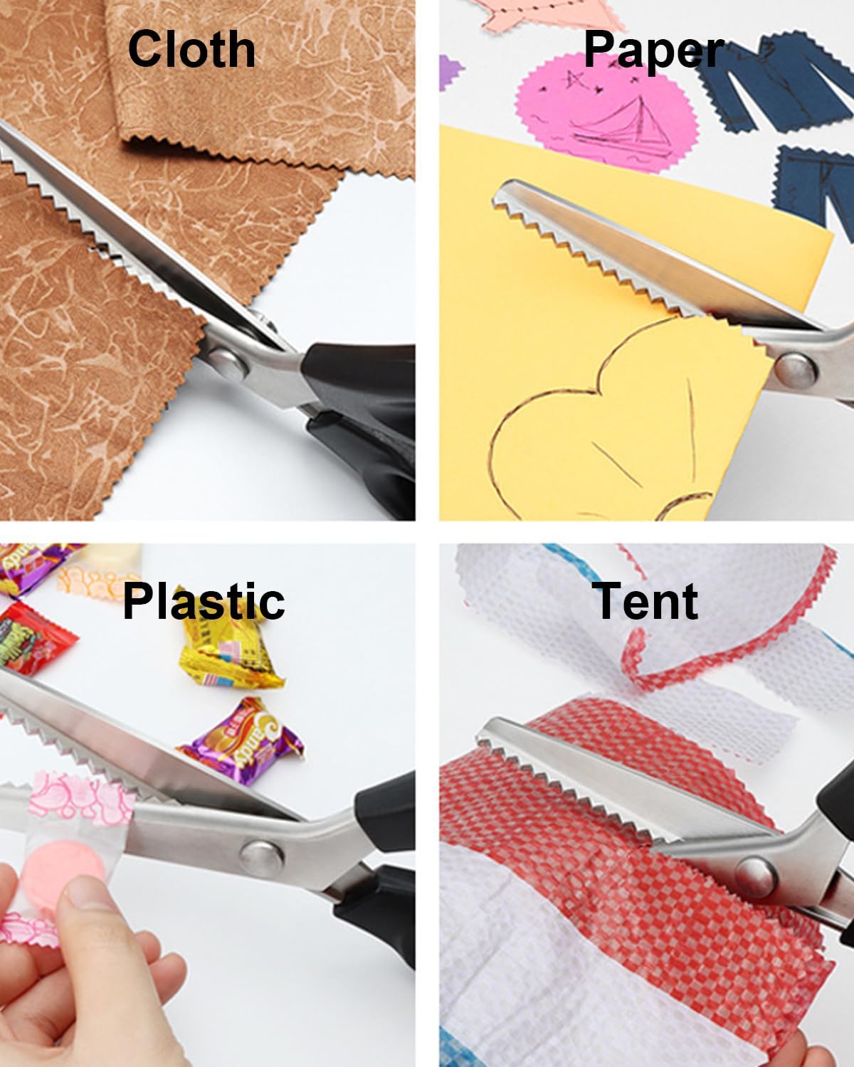 Tijeras de pintar para corte de tela, tijeras de tela de acero inoxidable para cortar ropa, tijeras en zig zag borde decorativo, tijeras